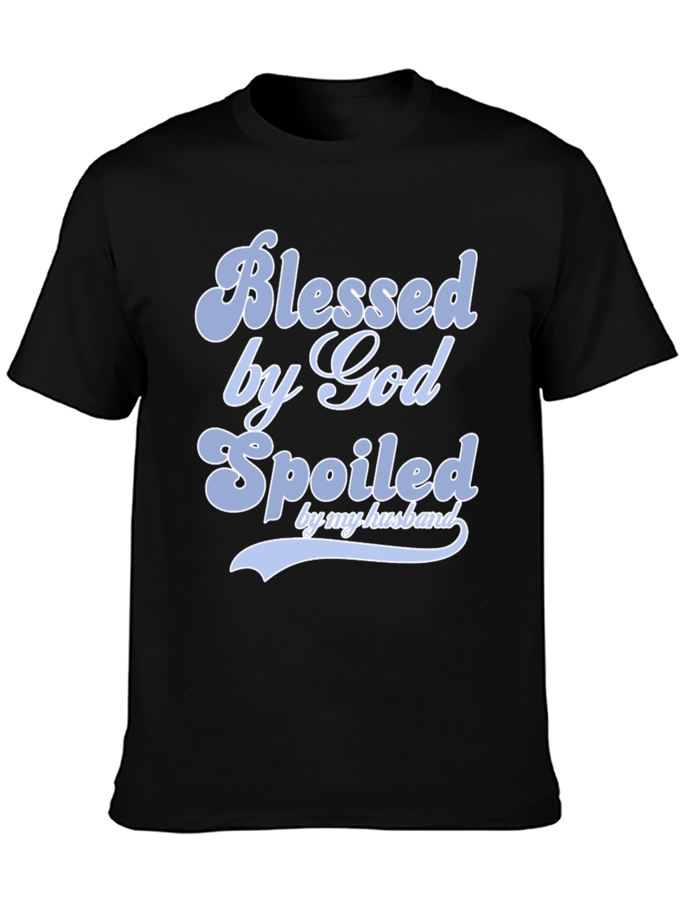 Black Blessed by God Spoiled by Husband T-Shirt view 3