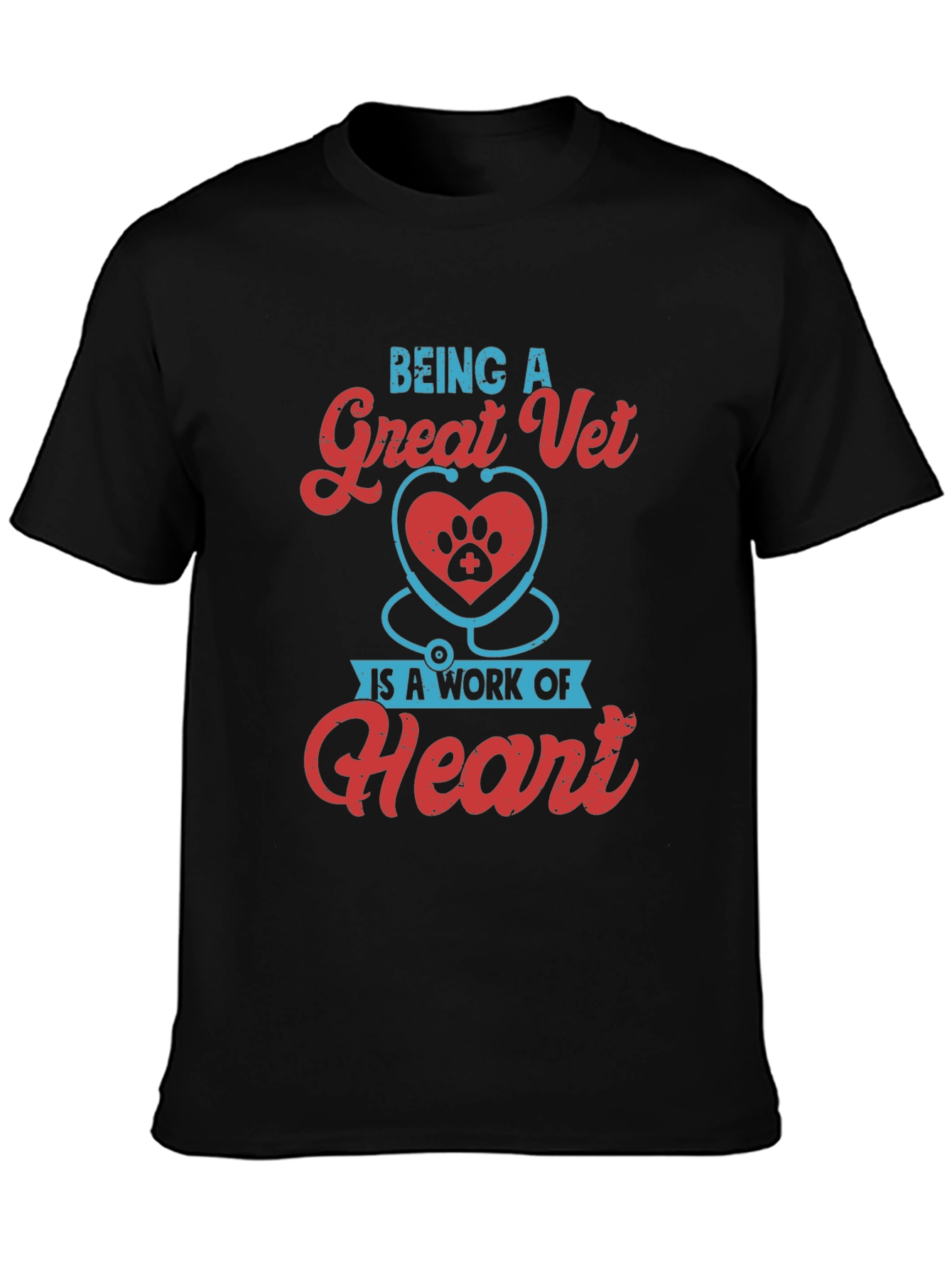 Black Great Vet Heart Paw T-Shirt - Veterinarian Gift view 3