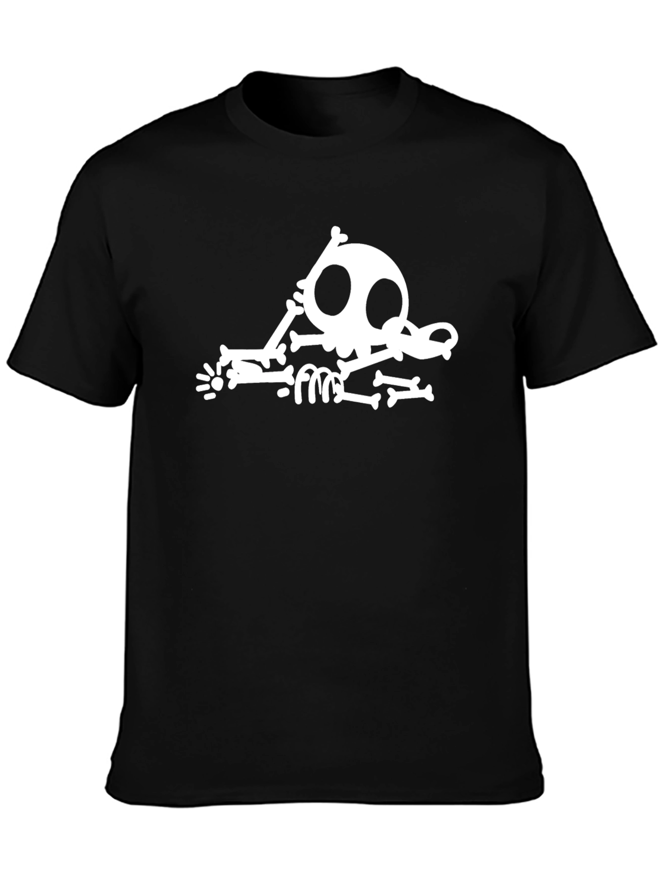 Black Funny Skeleton Black T-Shirt view 3