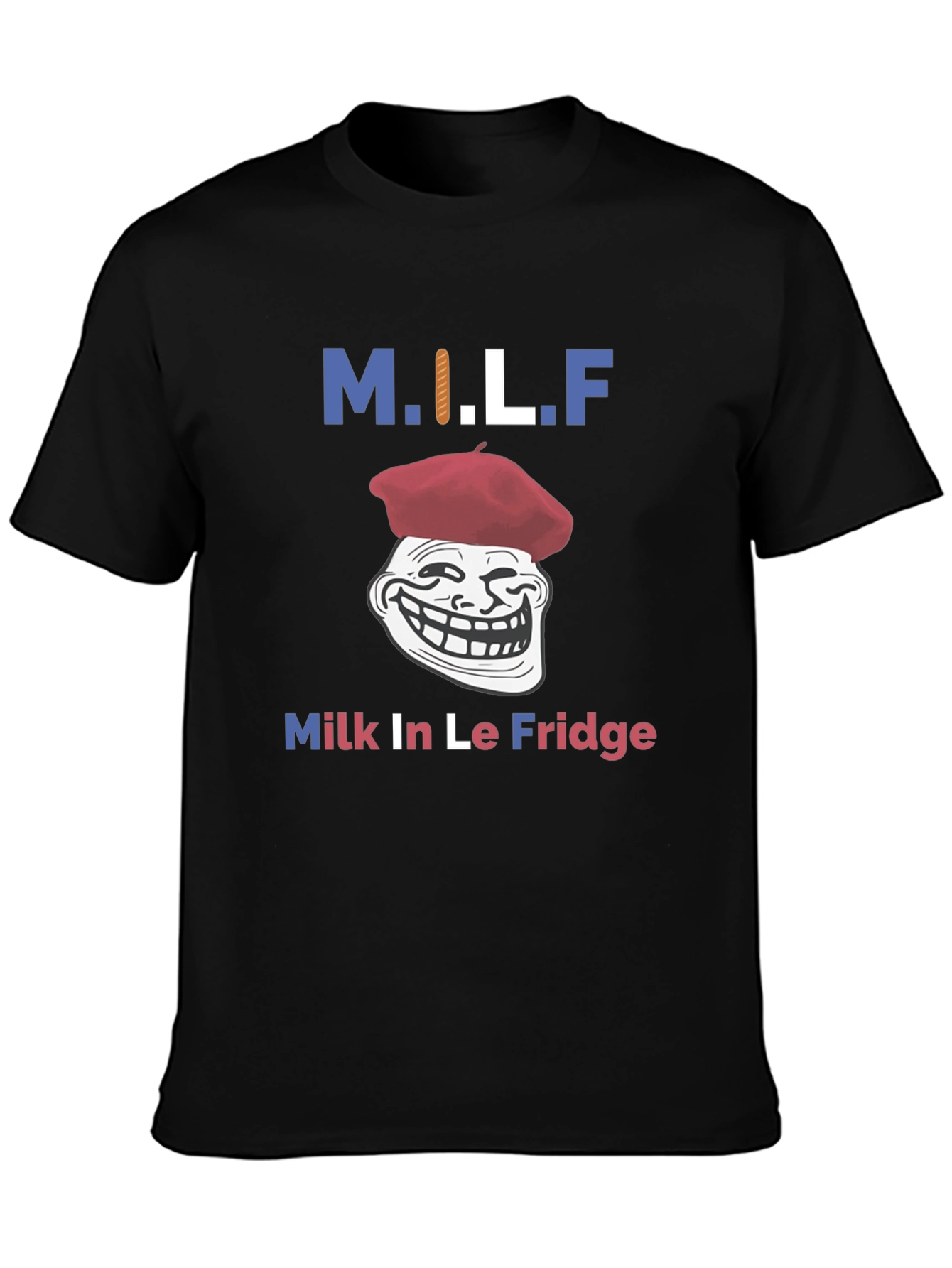 Black M.I.L.F. Funny Graphic T-Shirt - Milk In Le Fridge view 3
