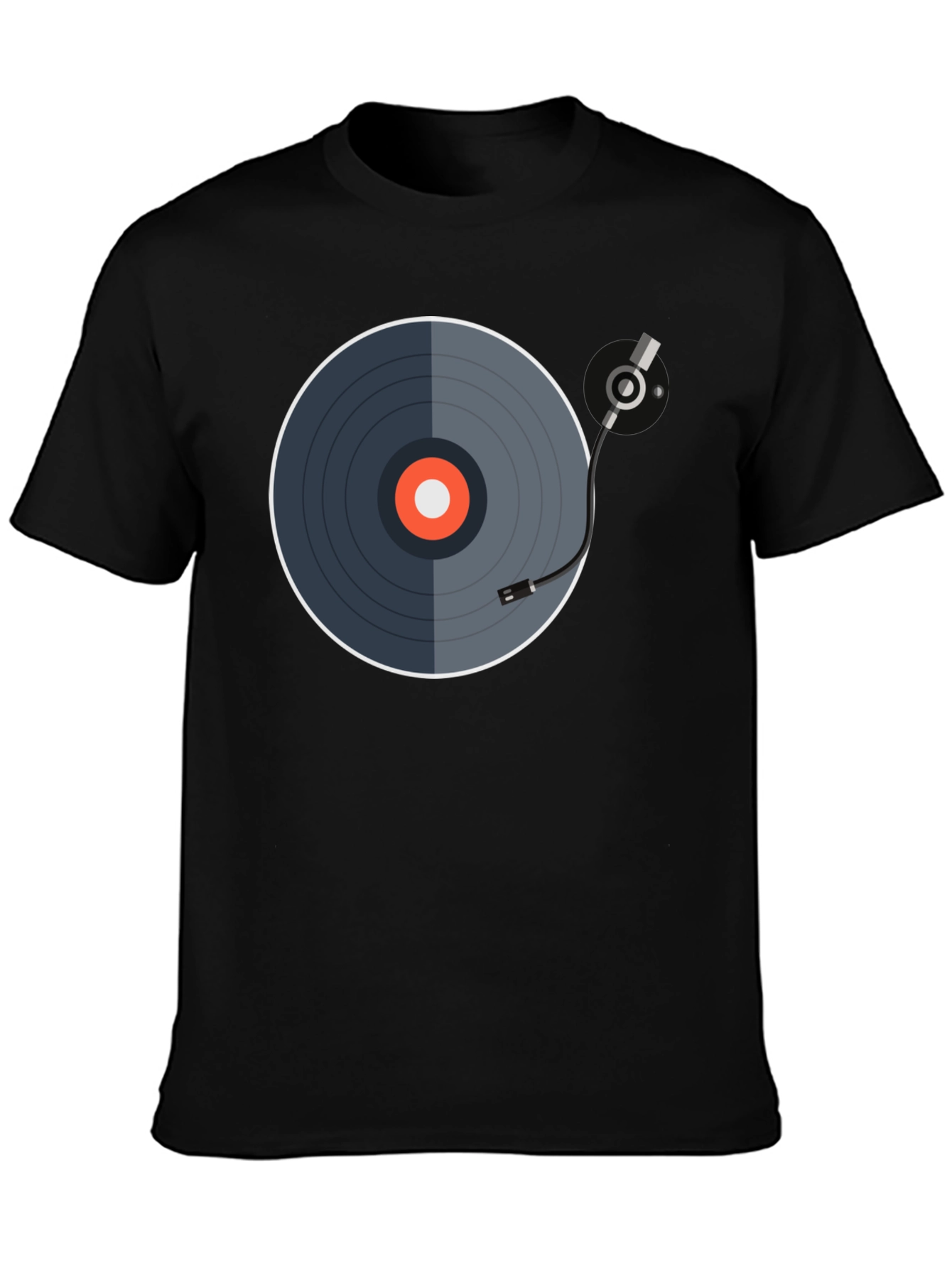 Black Retro Vinyl Record Graphic Tee - Black view 3