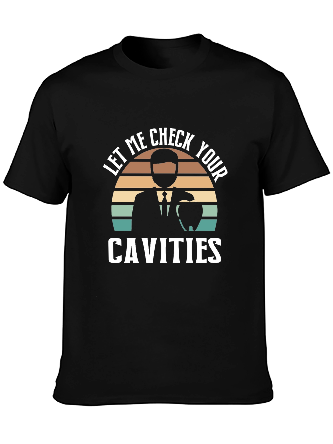 Black Dentist Check Cavities Retro Style T-Shirt view 3