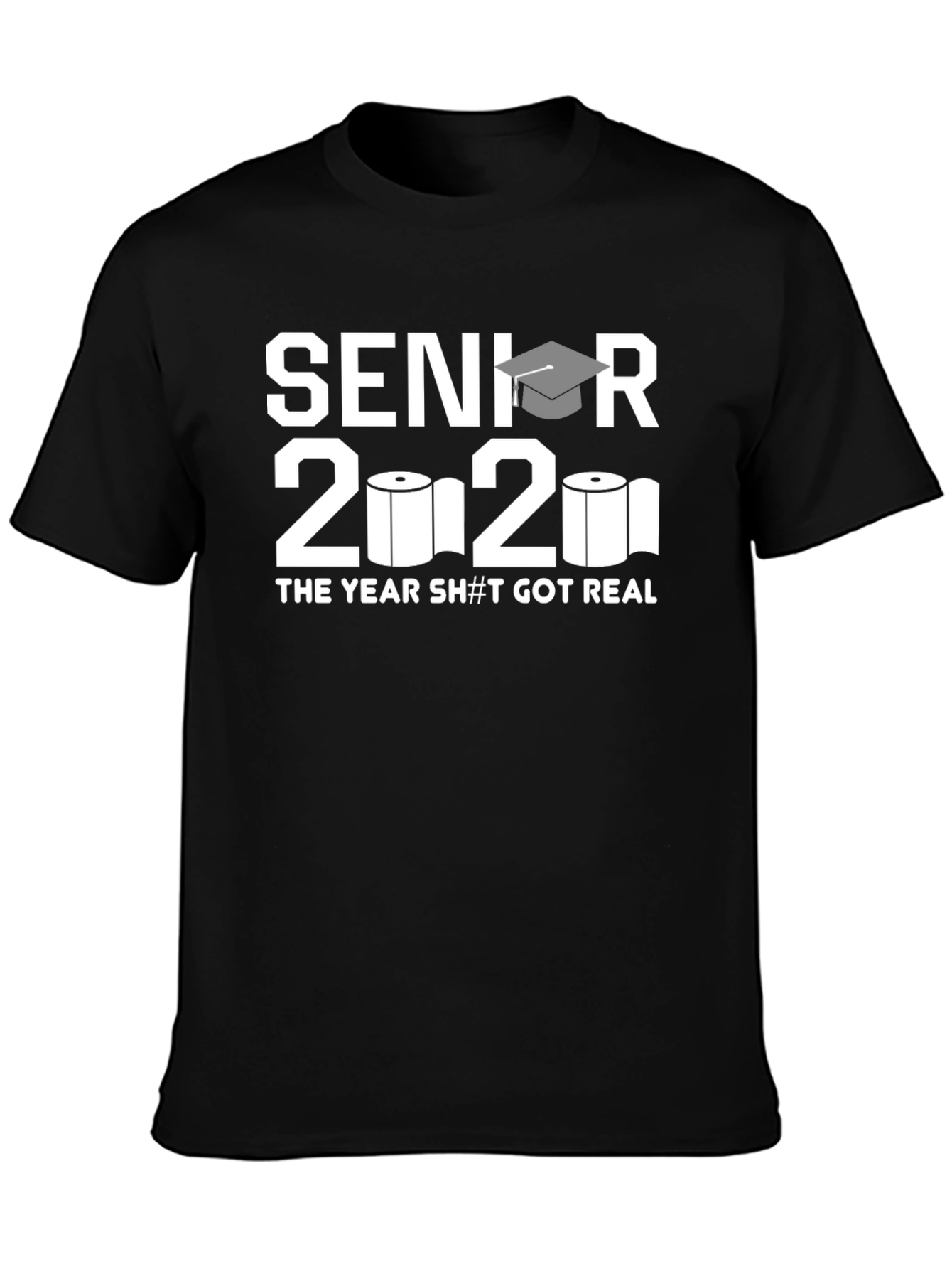Black Senior 2020 Toilet Paper Black T-Shirt view 3