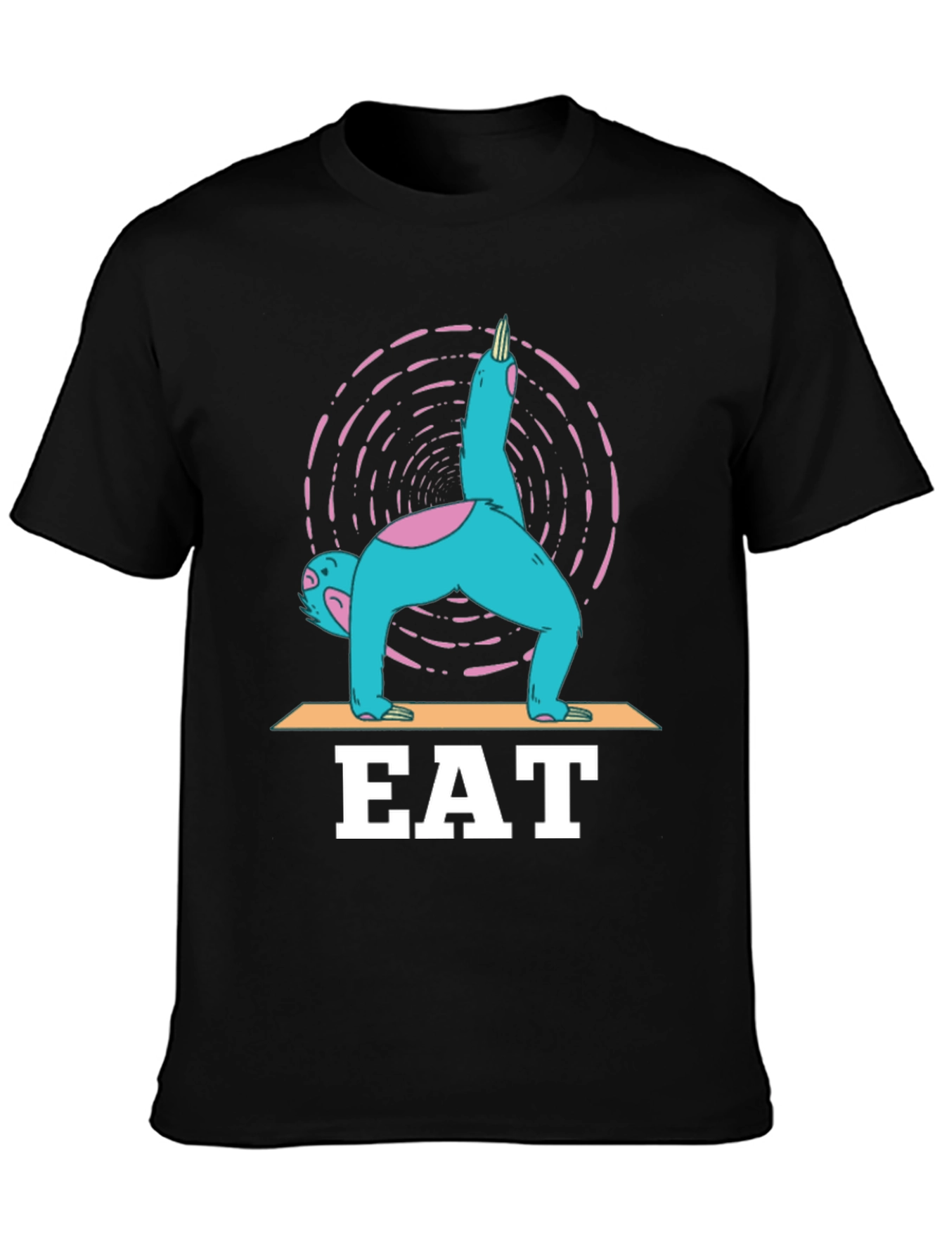 Black Yoga Sloth EAT T-Shirt - Relax and Recharge! view 3