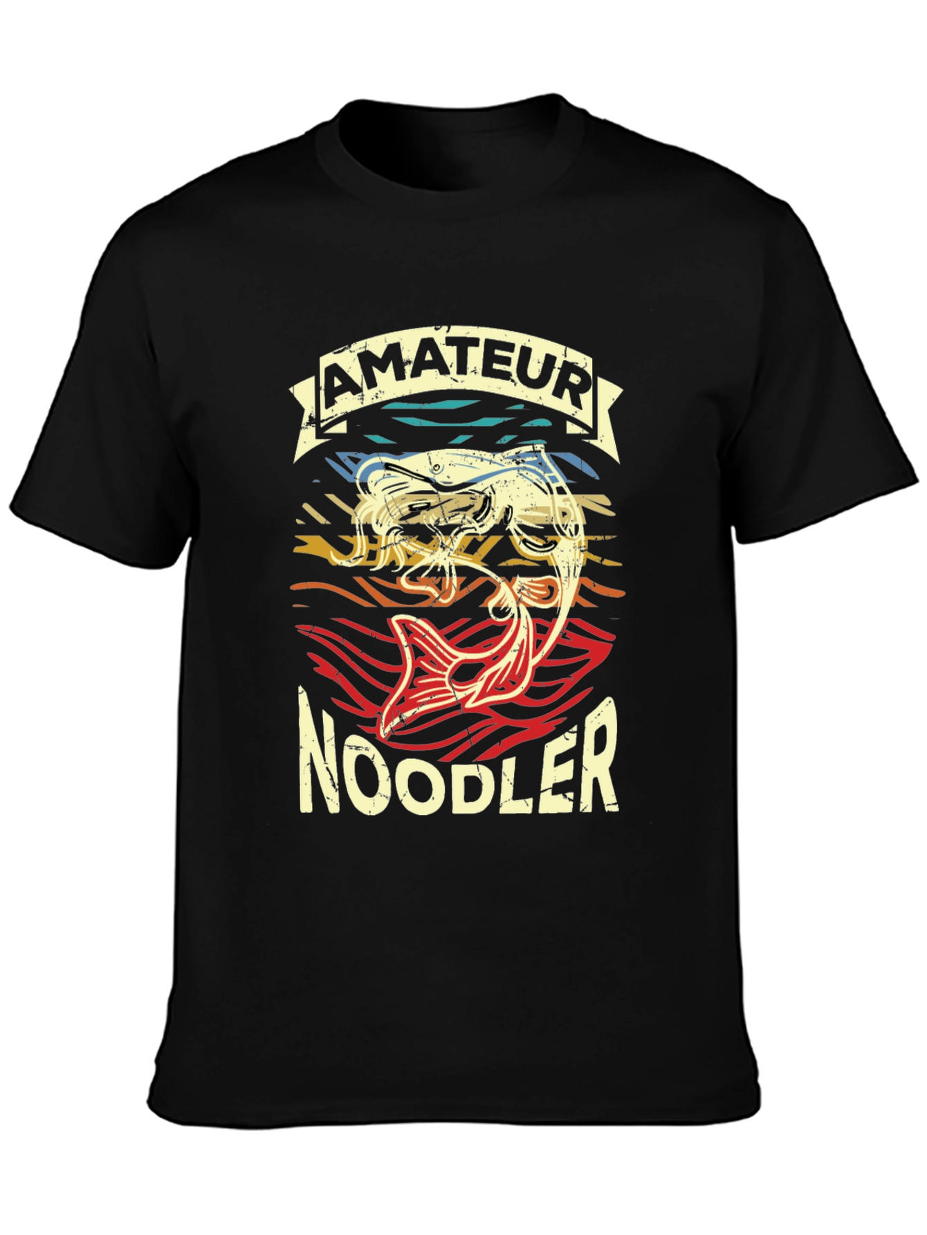 Black Amateur Noodler T-Shirt Funny Fishing Tee view 3