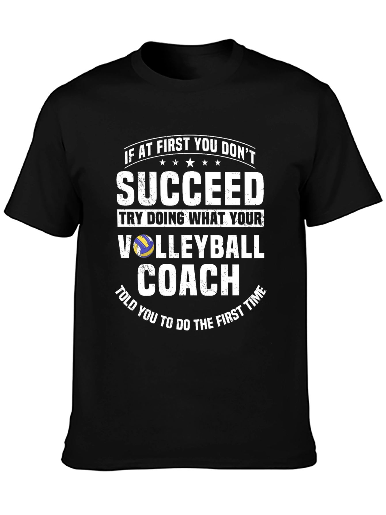 Black Volleyball Coach T-Shirt - Funny Team Sports Tee view 3
