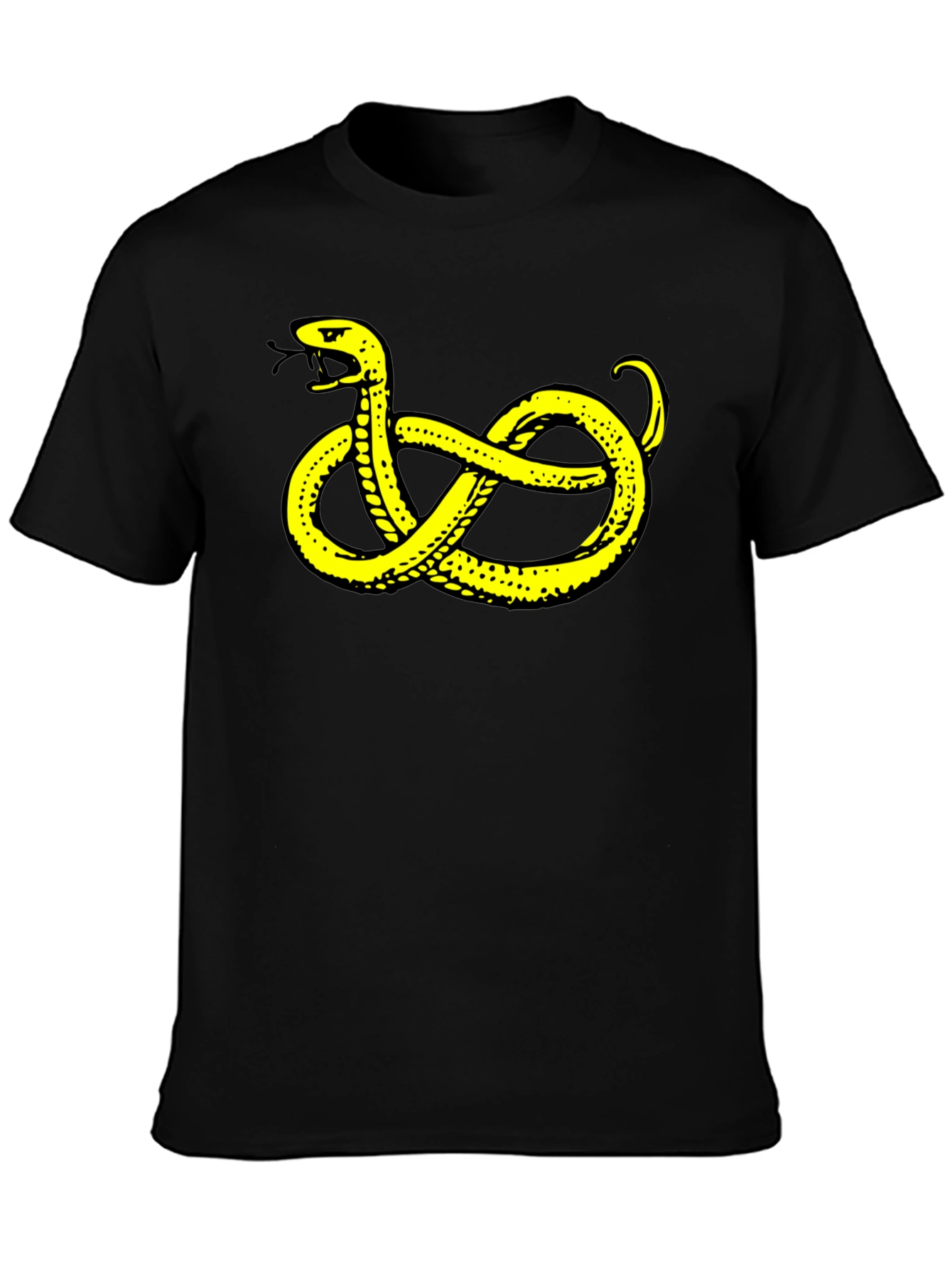 Black Black T-Shirt with Yellow Snake Graphic view 3