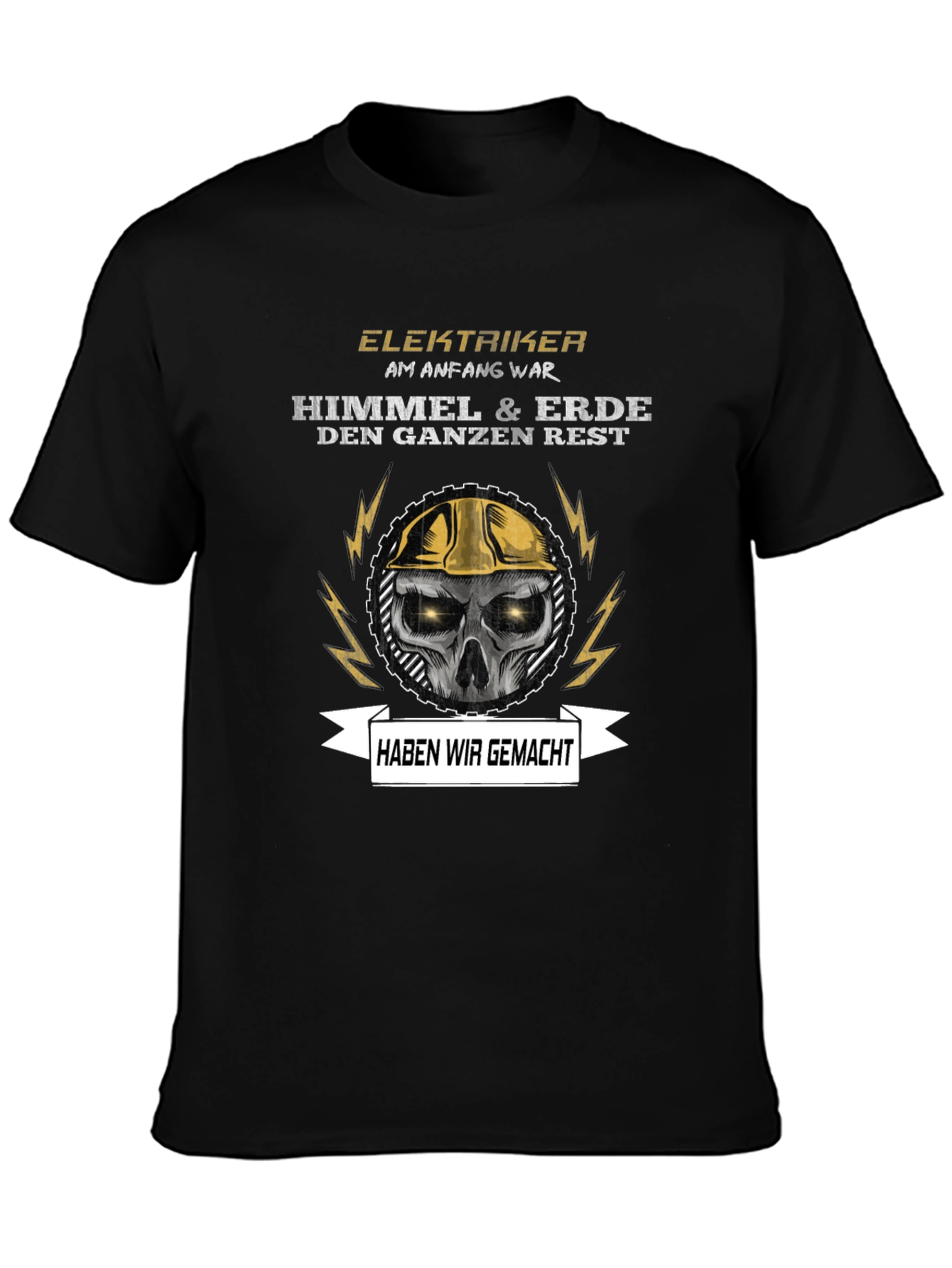 Black Electrician Skull Graphic T-Shirt - Funny Slogan view 3