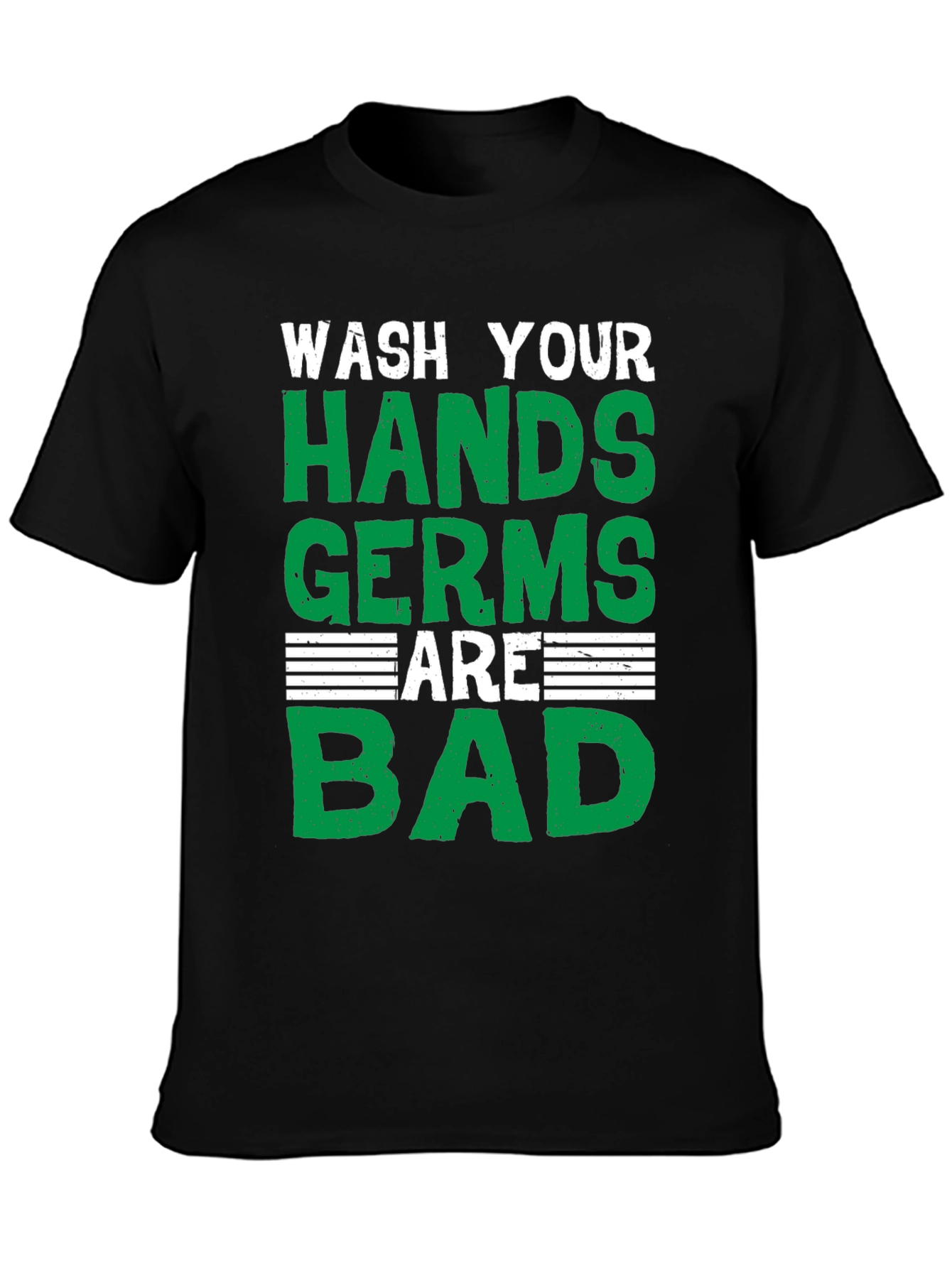 Black Wash Your Hands T-Shirt: Germs Are Bad view 3