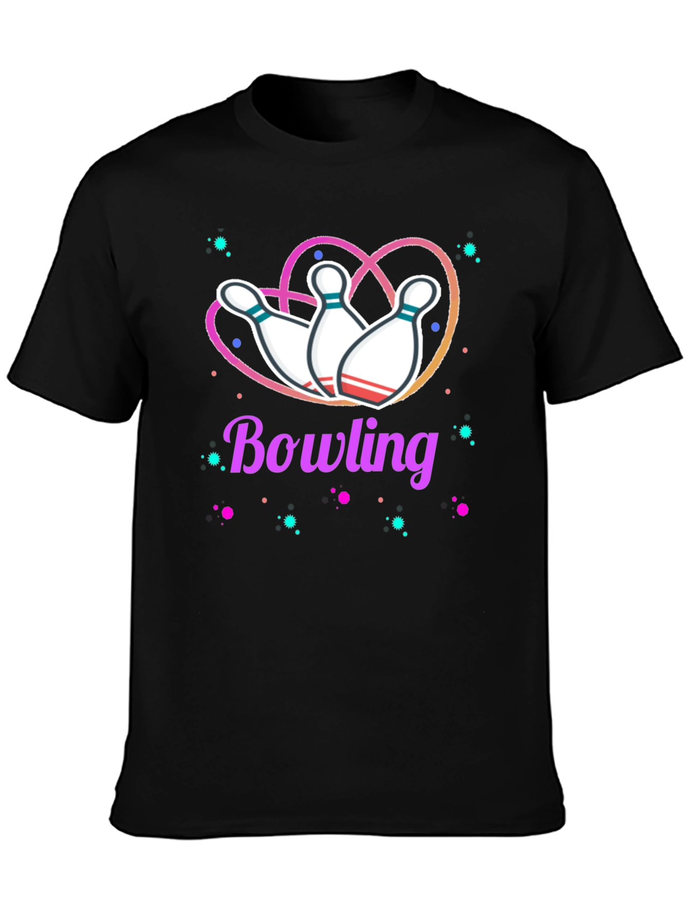 Black Bowling Heart T-Shirt - Perfect for Bowling Enthusiasts view 3