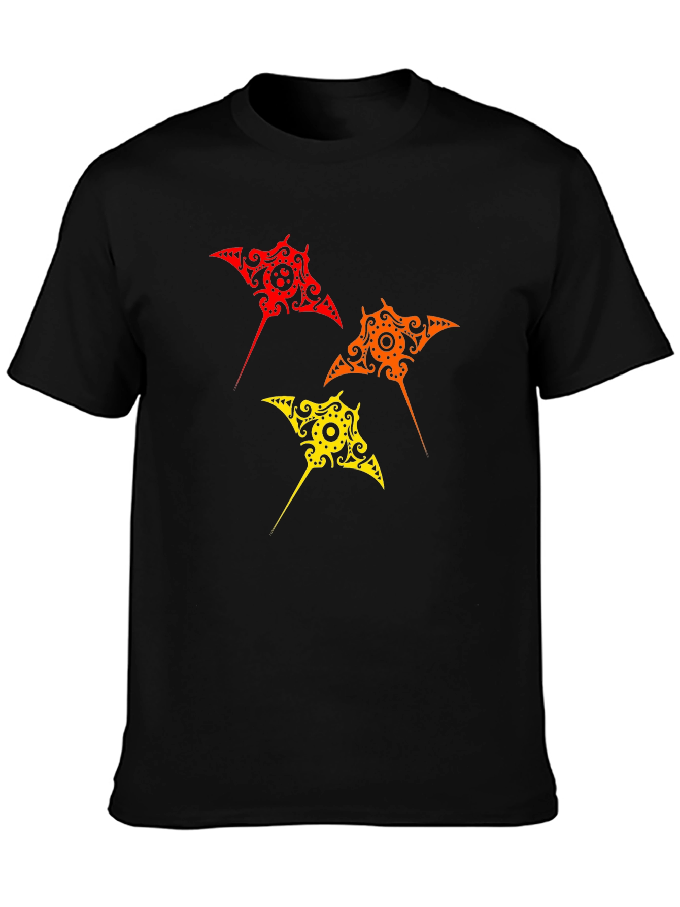Black Manta Ray Graphic Tee - Unique Tribal Design view 3