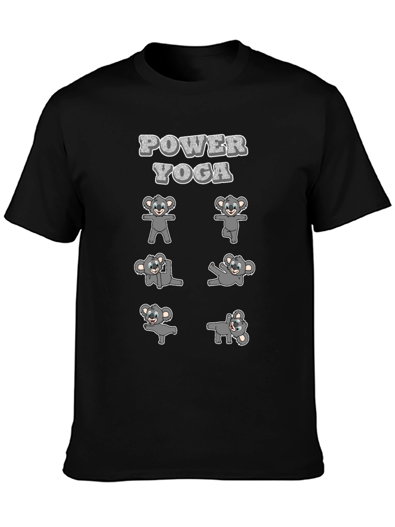 Black Koala Power Yoga Black T-Shirt view 3
