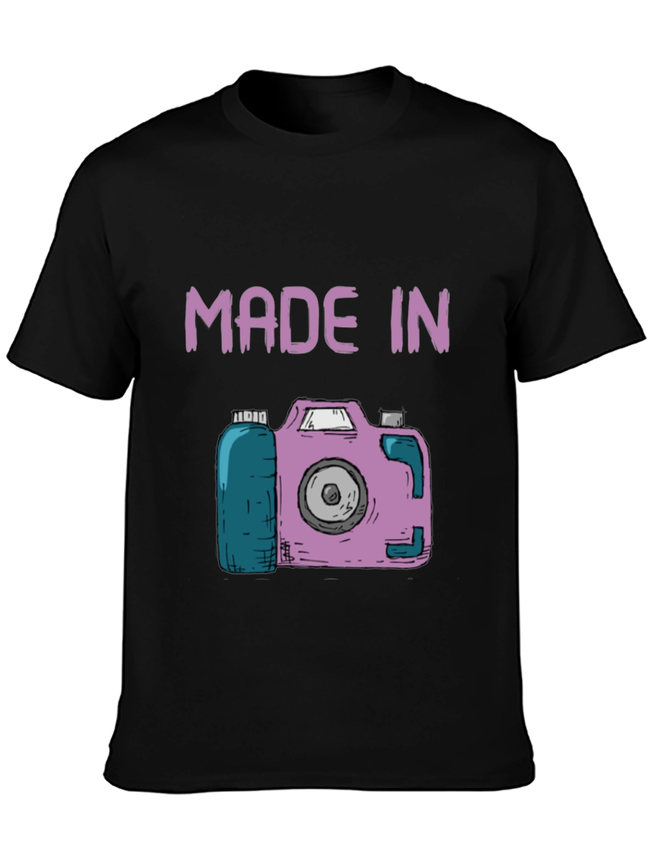Black Made In Camera T-Shirt - Fun Novelty Tee view 3