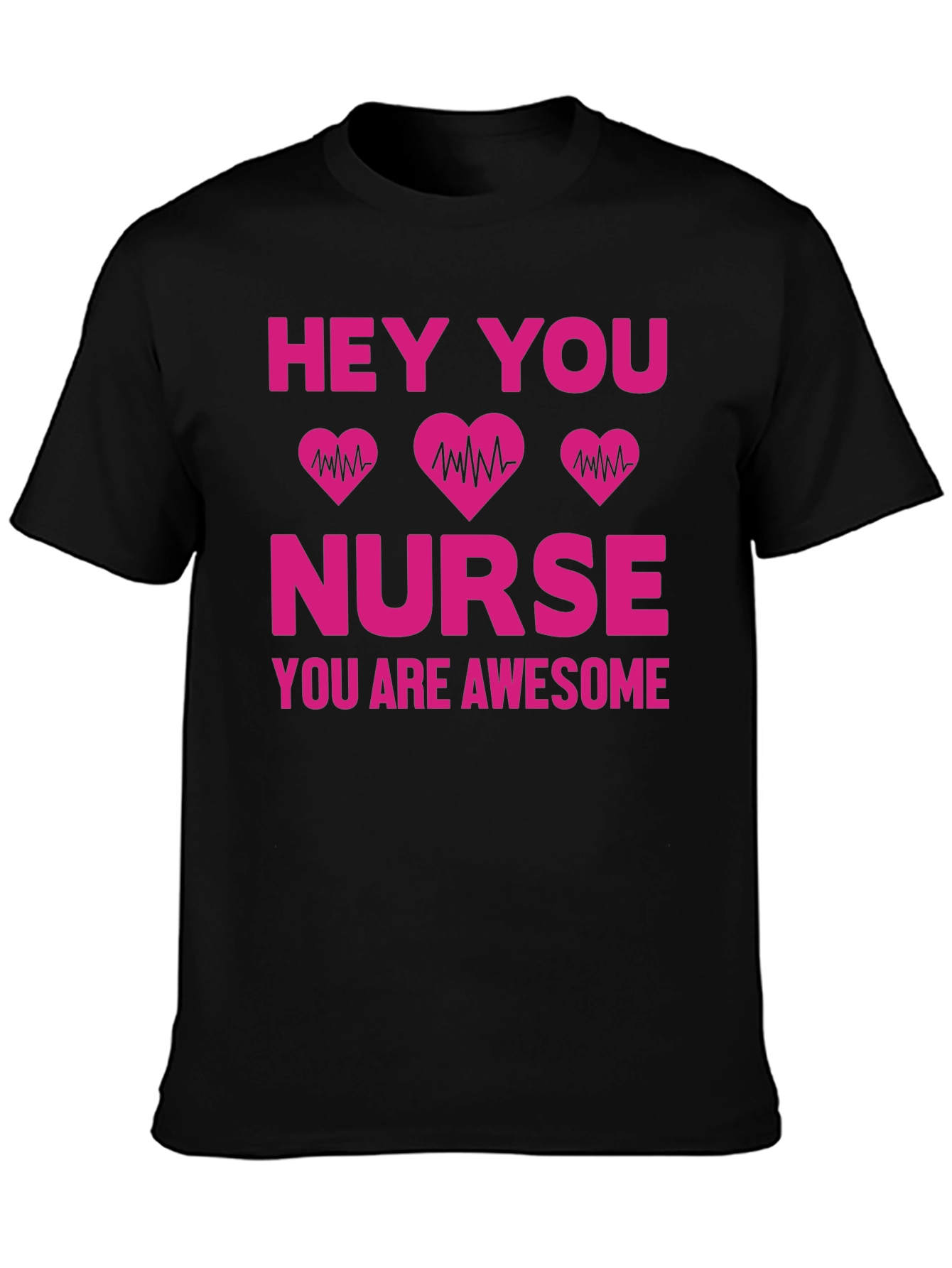 Black Hey You Nurse Awesome Graphic Tee view 3