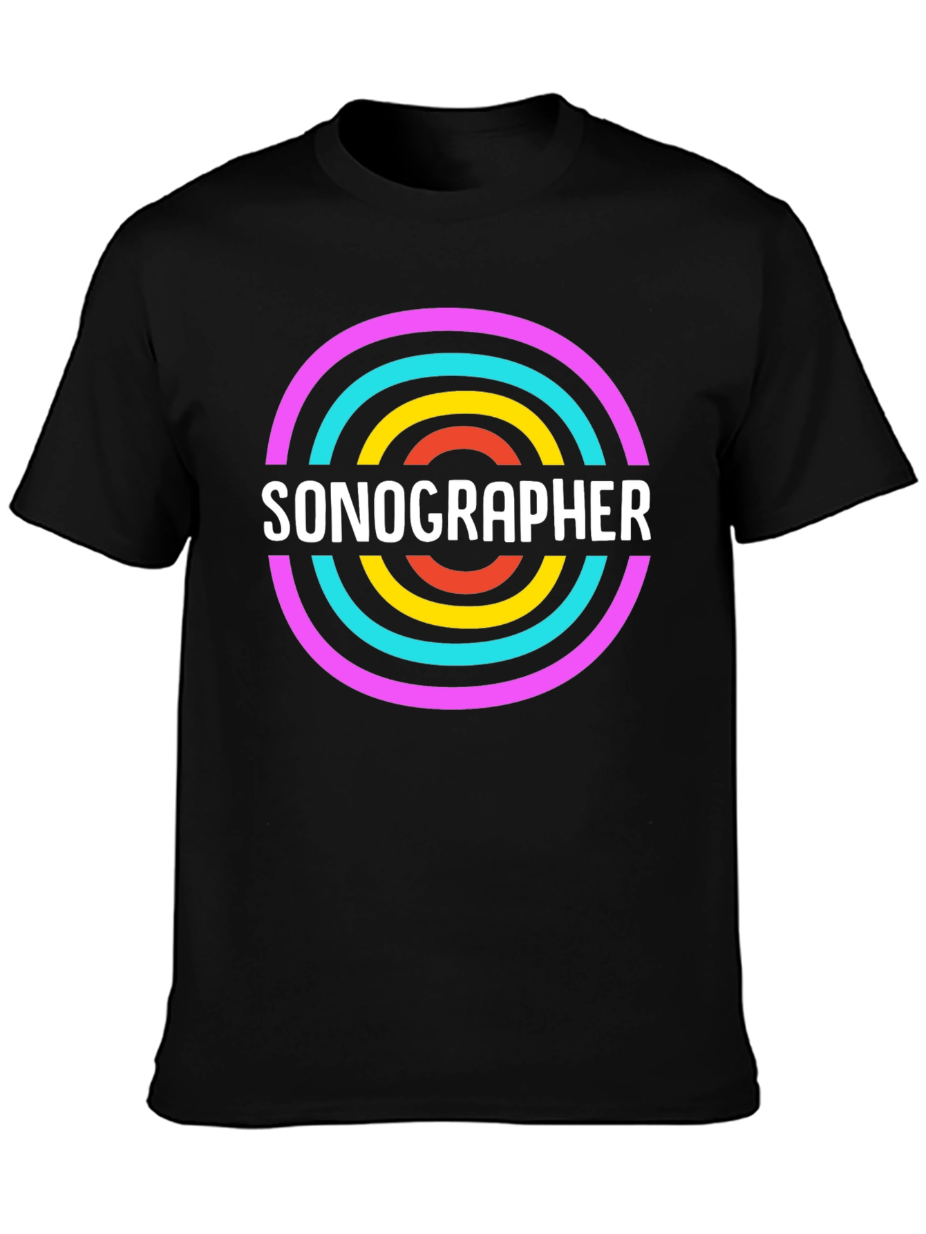 Black Sonographer Graphic Tee - Medical Profession Apparel view 3