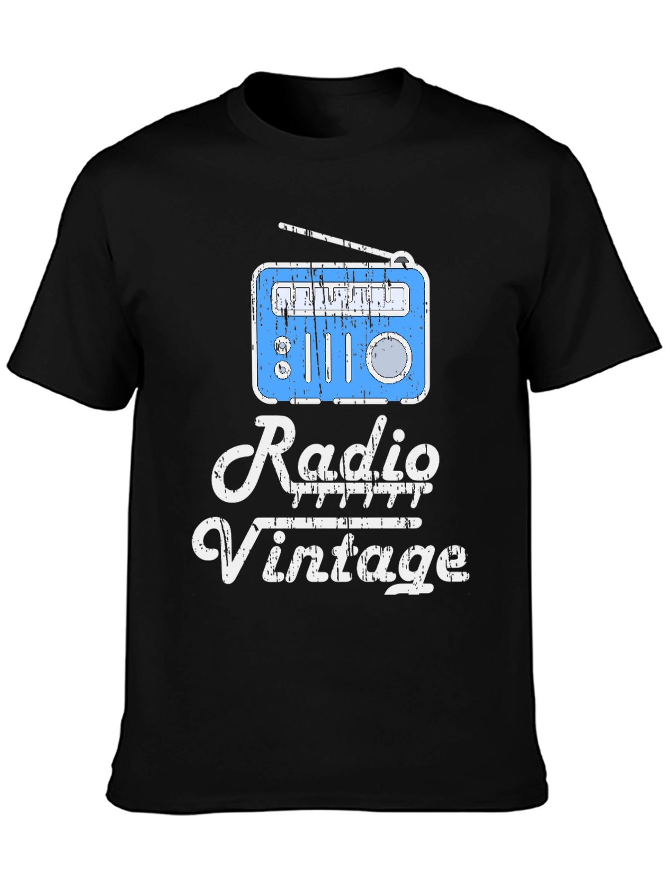 Black Vintage Radio T-Shirt - Retro Style view 3