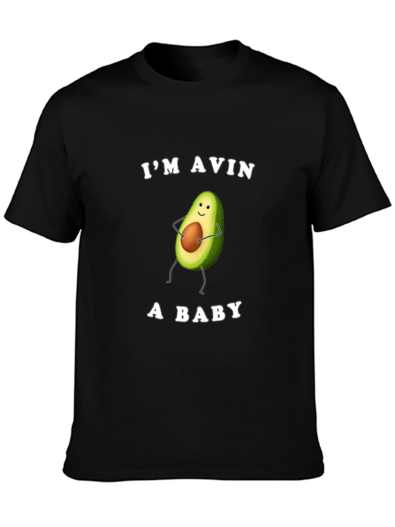 Black Funny Avocado T-Shirt - I'm Avin A Baby view 3