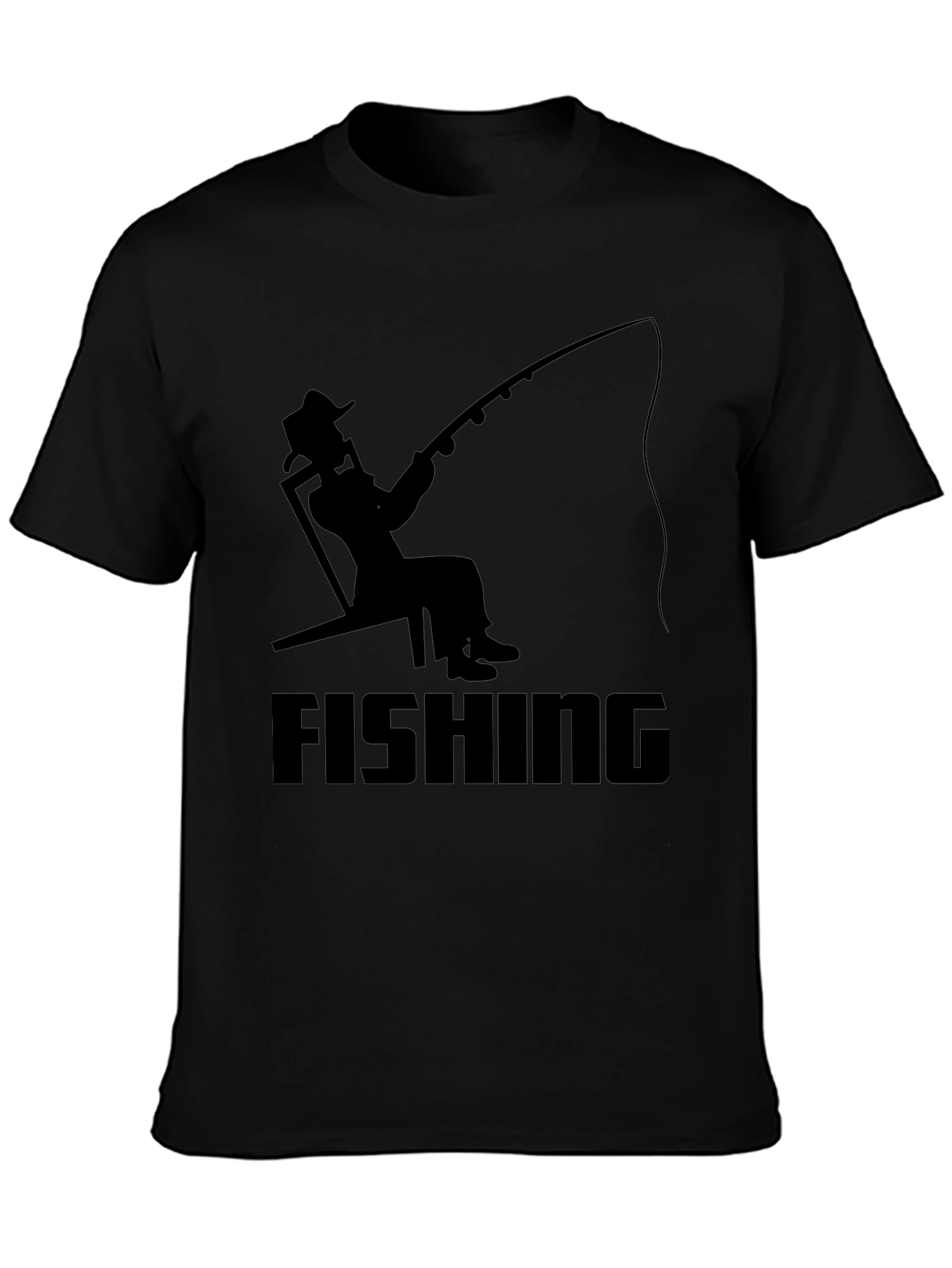 Black Fishing Silhouette Graphic T-Shirt - Black view 3