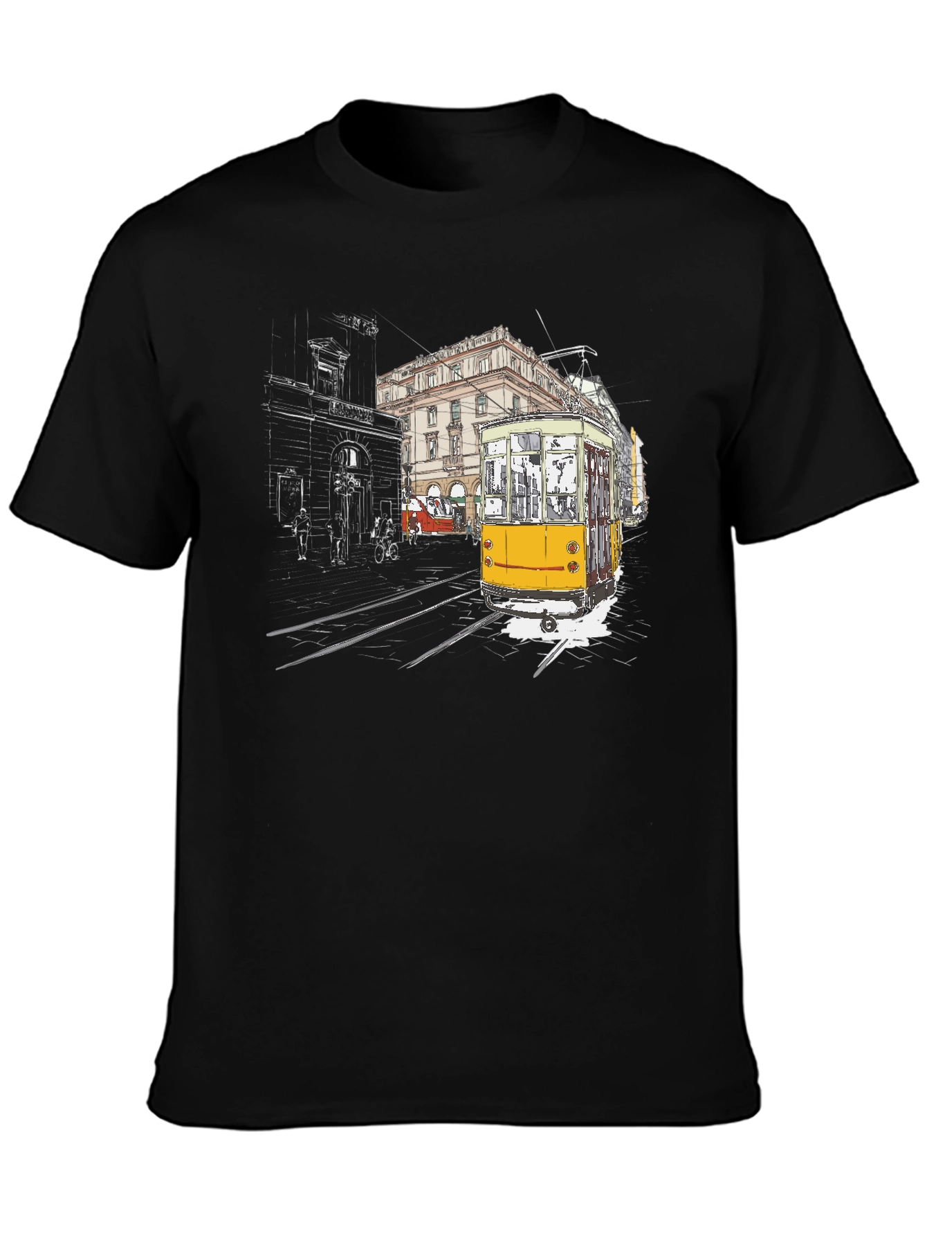 Black Urban Tram Graphic Tee - Black view 3
