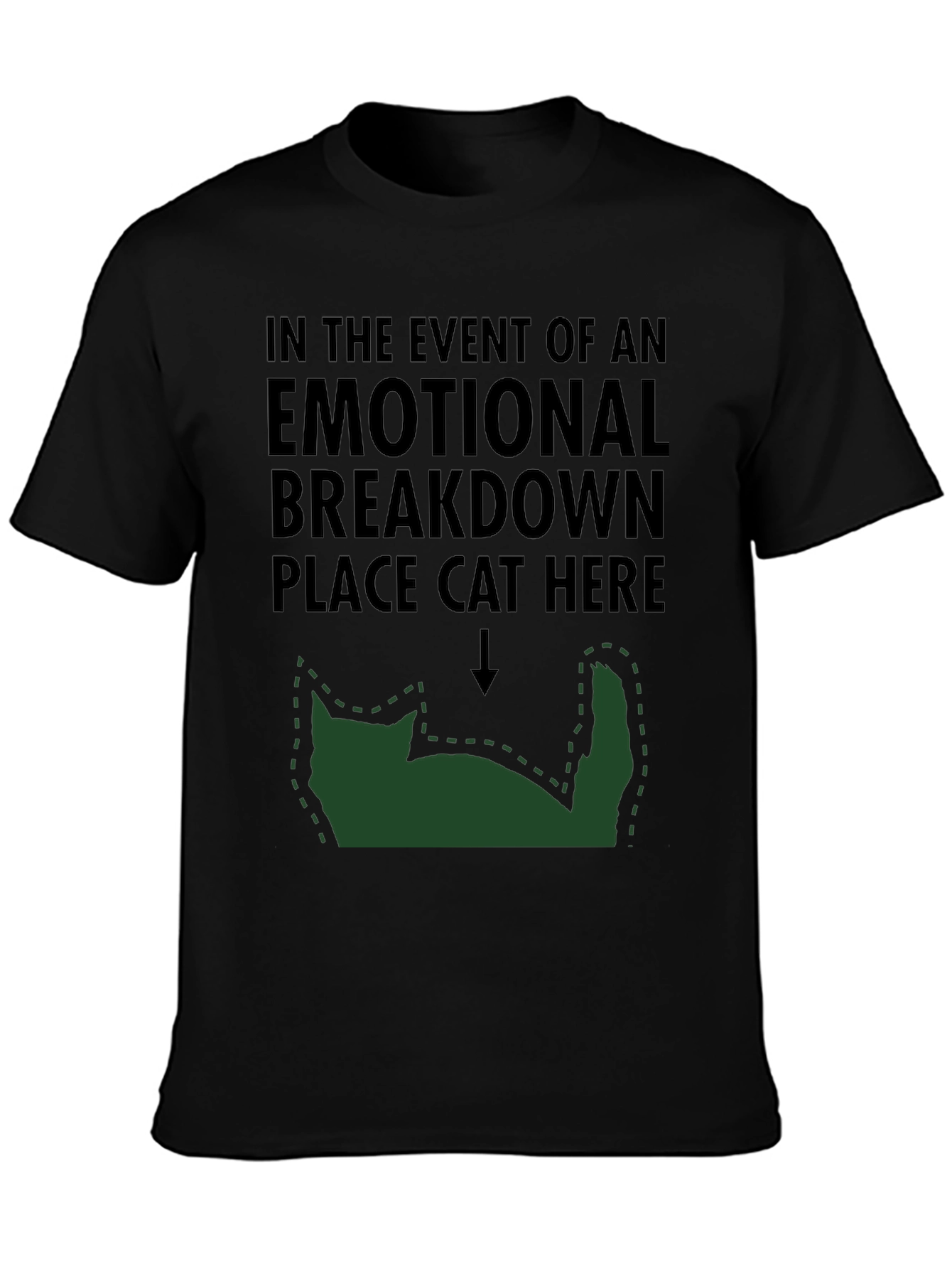 Black Emotional Breakdown Cat T-Shirt view 3