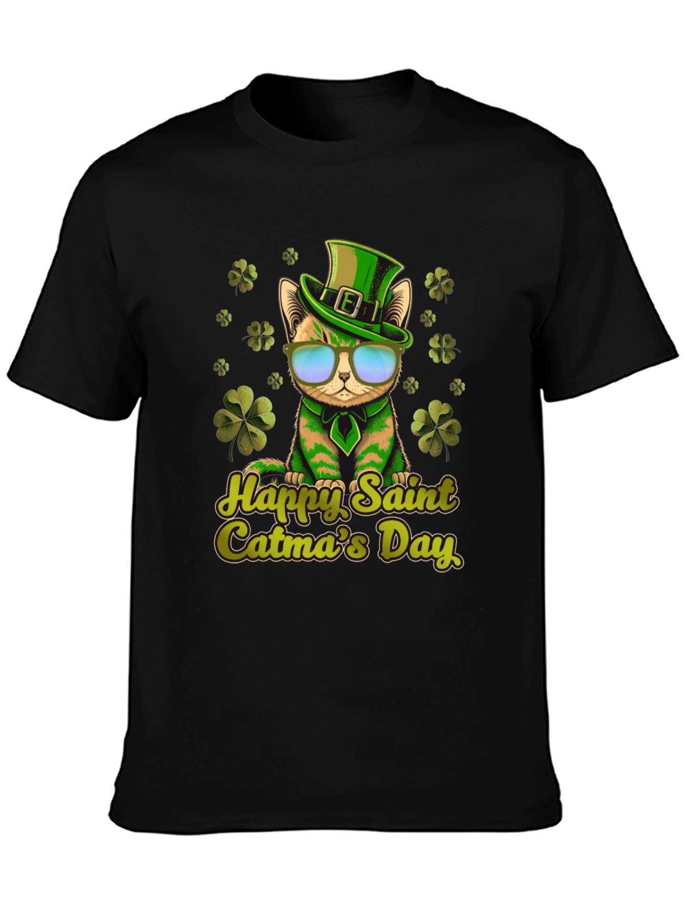Black Happy Saint Catma's Day Black T-Shirt view 3