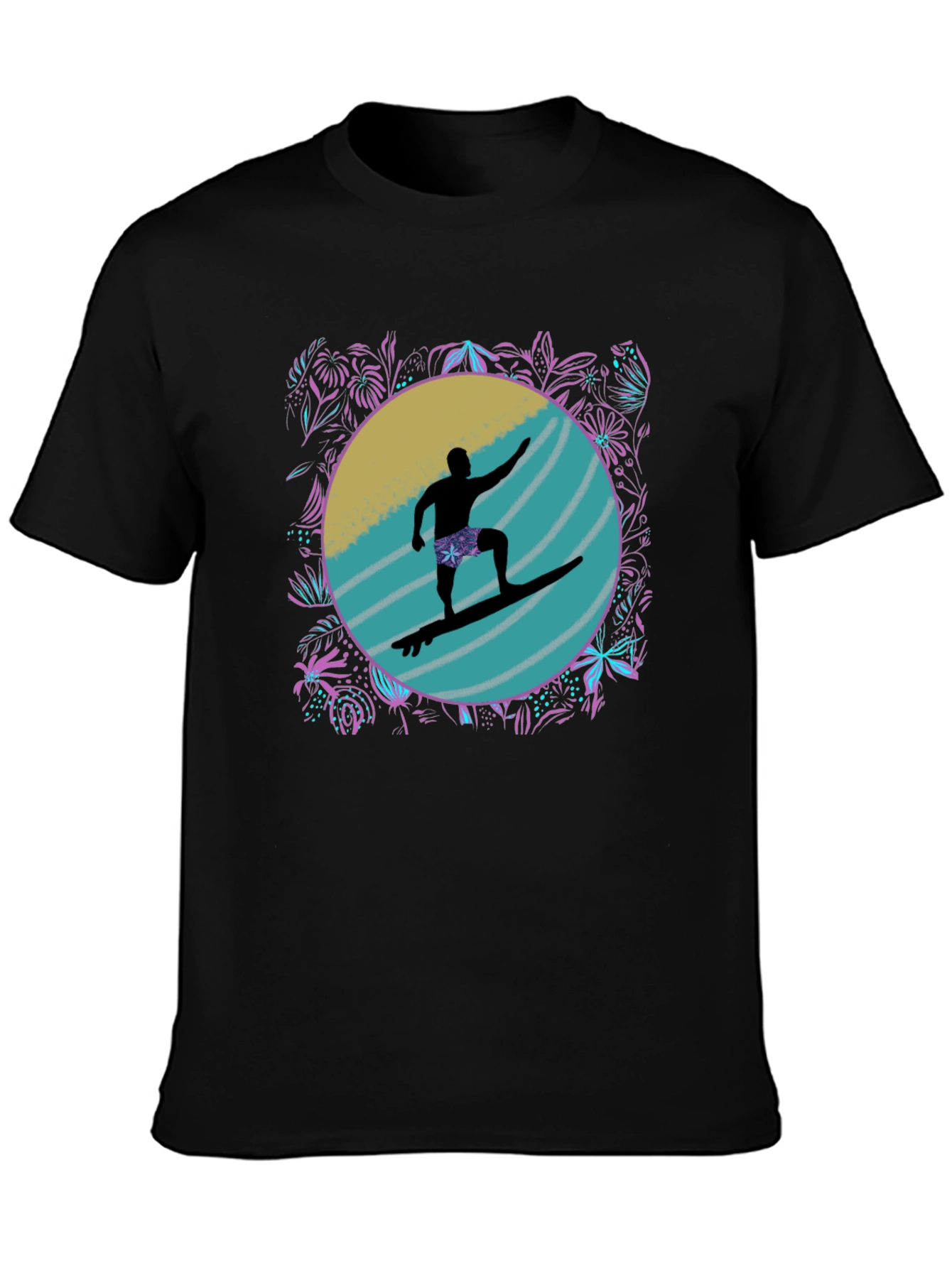 Surfer Silhouette Graphic Tee - Black - 3