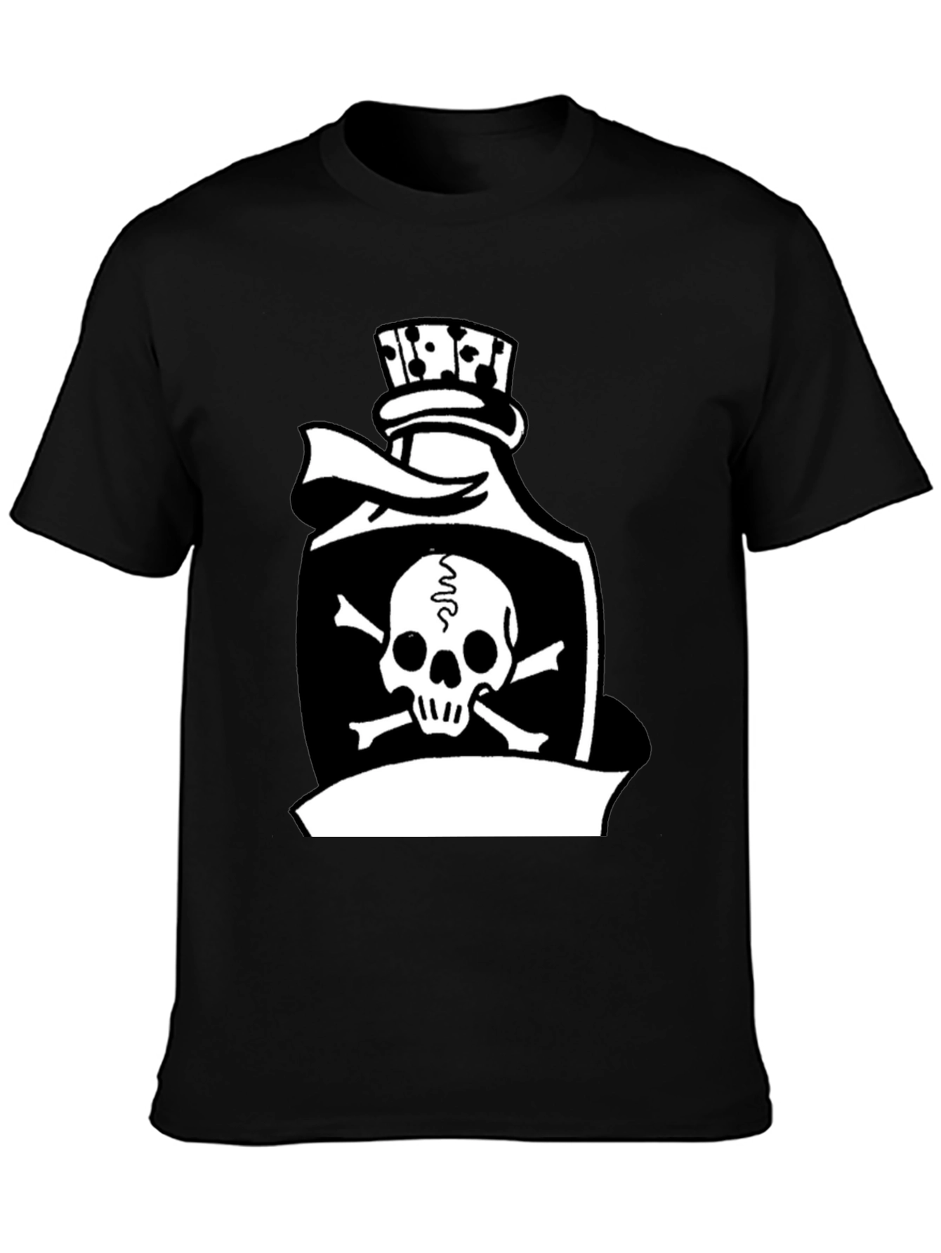 Black Skull & Crossbones Poison Bottle Black T-Shirt view 3