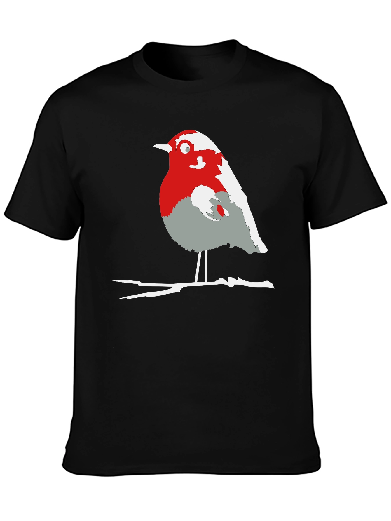 Black Robin Bird Graphic Tee - Casual Black T-Shirt view 3