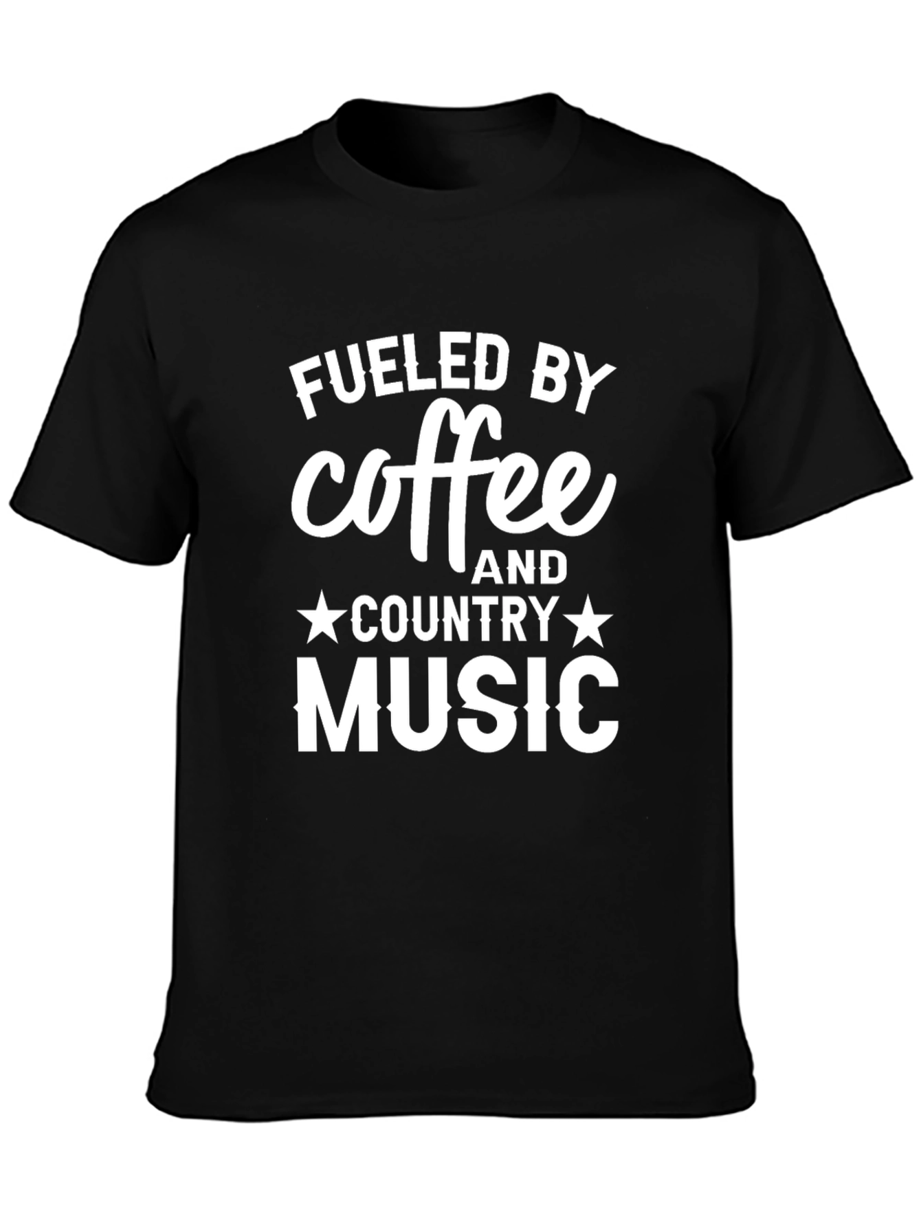 Black Fueled By Coffee & Country Music Black T-Shirt view 3