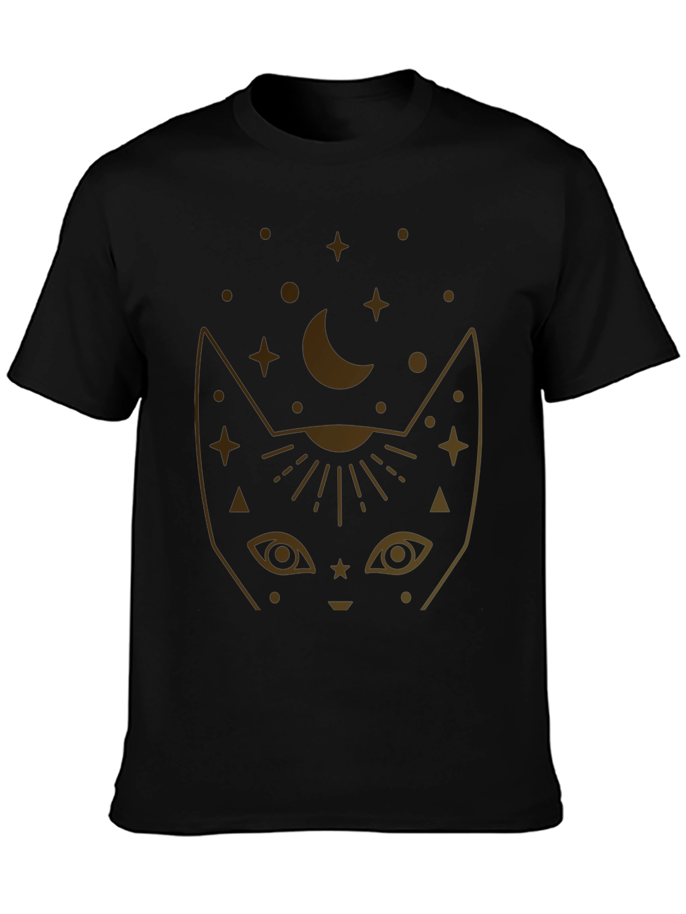 Black Mystic Cat T-Shirt - Celestial Feline Graphic Tee view 3