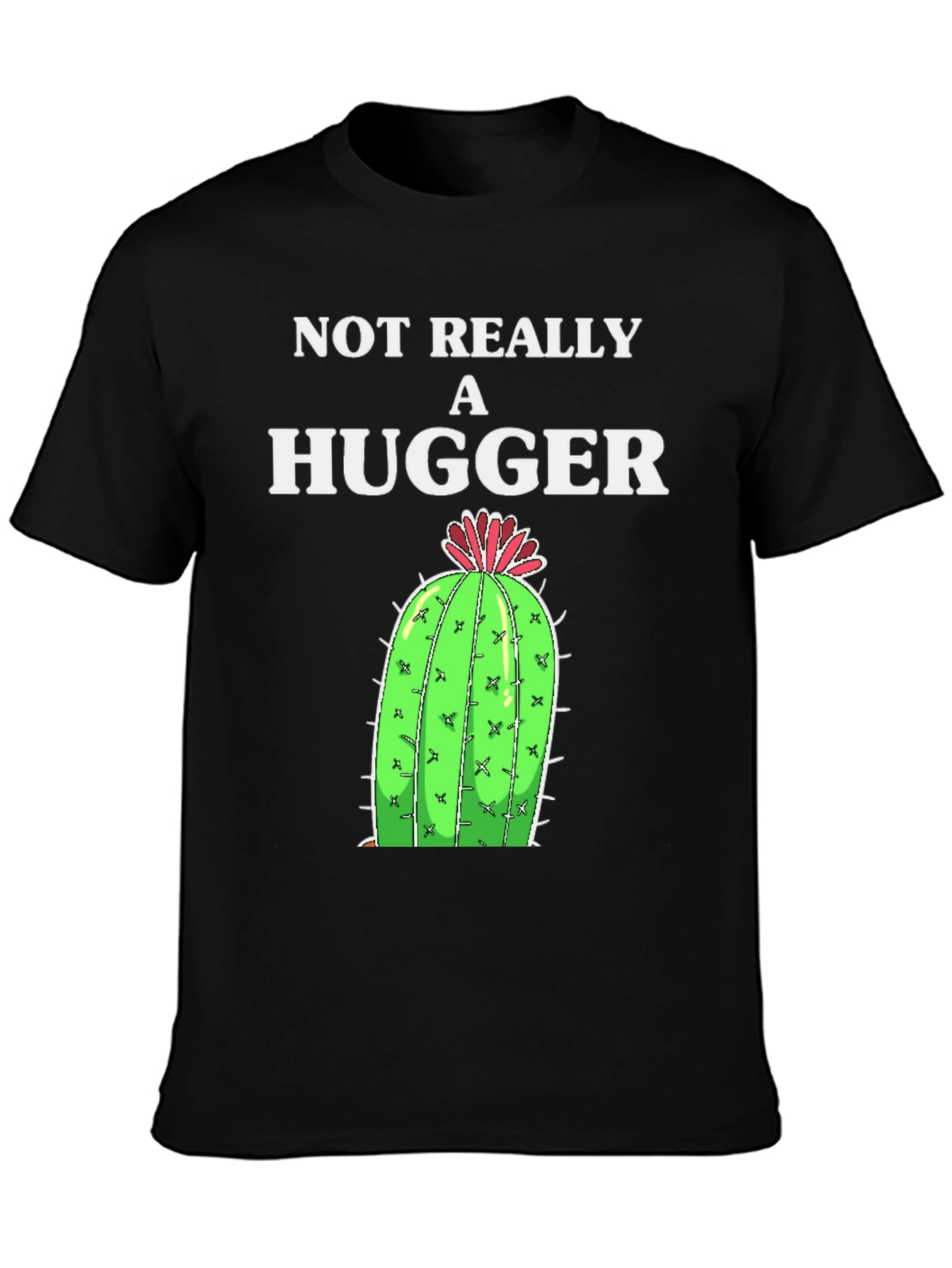 Black Not Really A Hugger Cactus Graphic Tee view 3