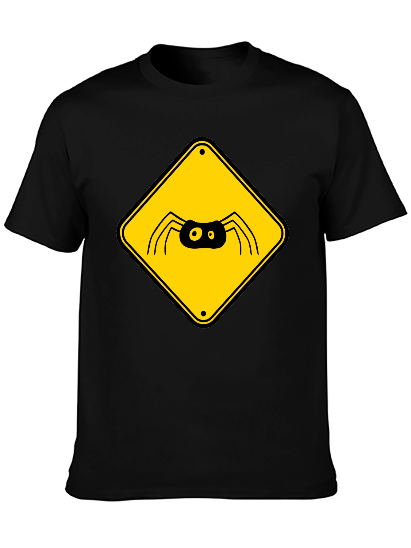 Black Spider Warning Sign Graphic T-Shirt view 3