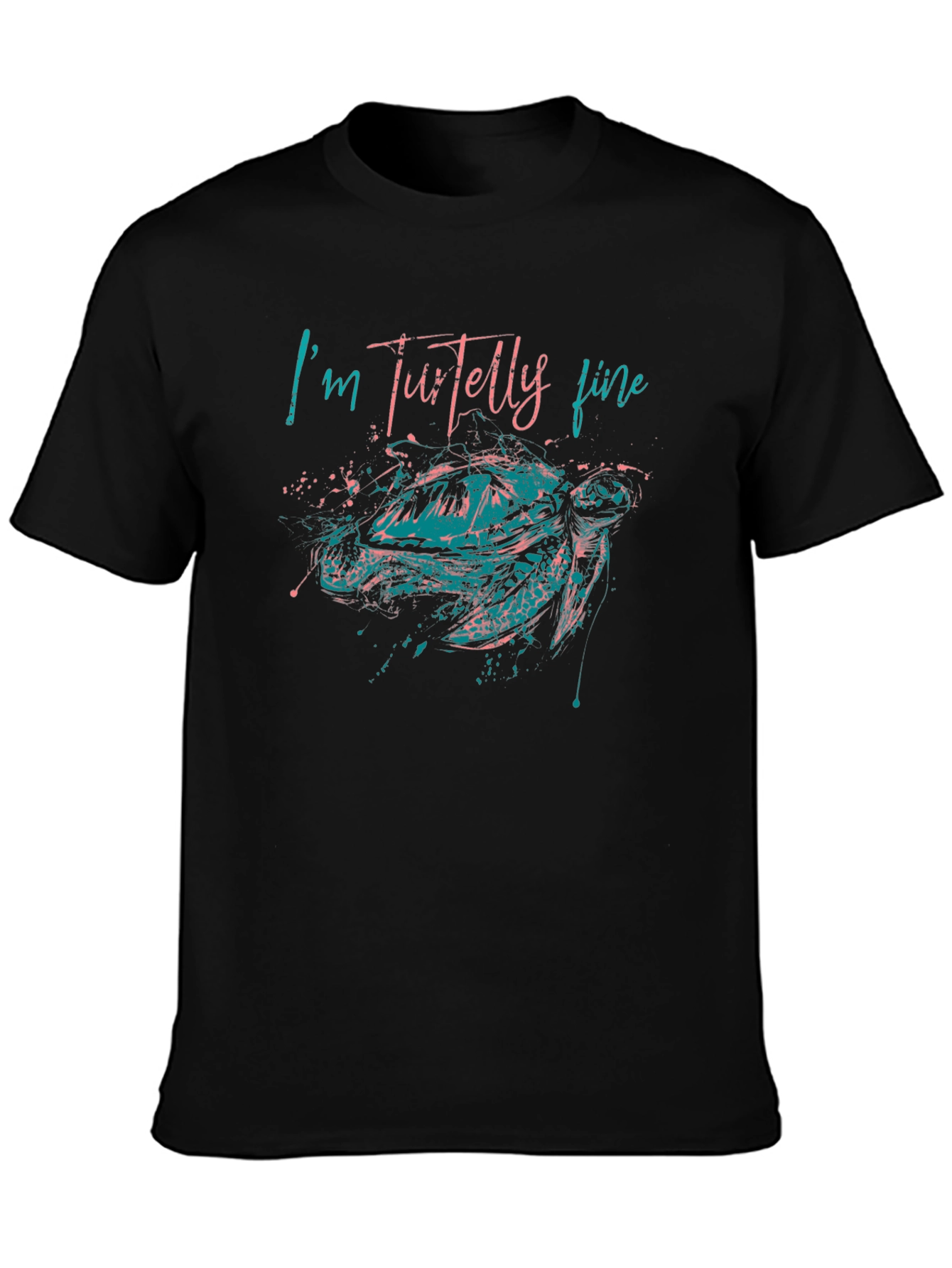 Black I'm Turtelly Fine Graphic Tee - Turtle Design view 3