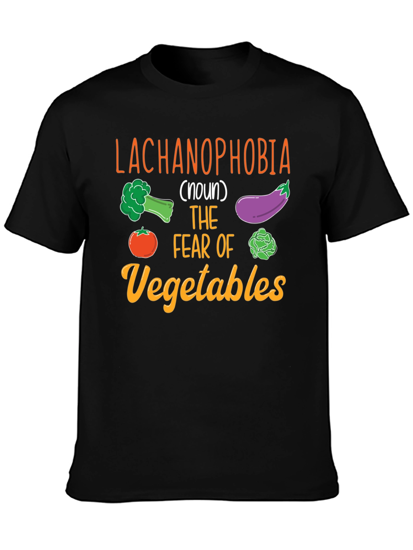 Black Lachanophobia Vegetable Fear T-Shirt view 3