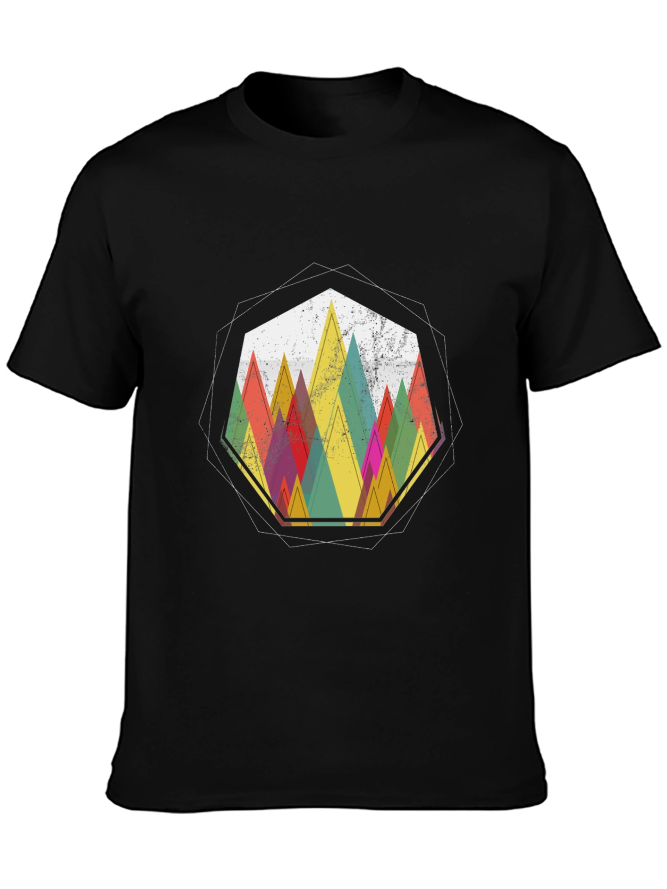 Black Geometric Mountain Graphic Tee - Stylish Casual Wear view 3