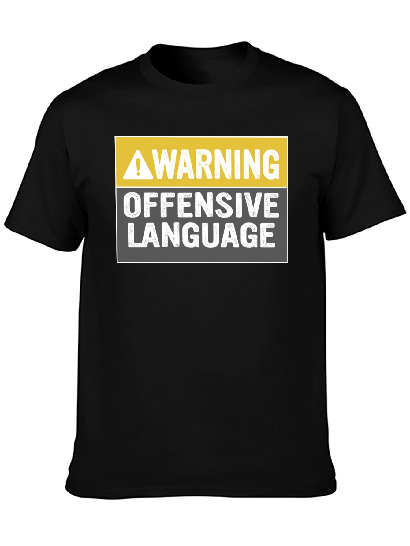 Black Warning Offensive Language T-Shirt view 3