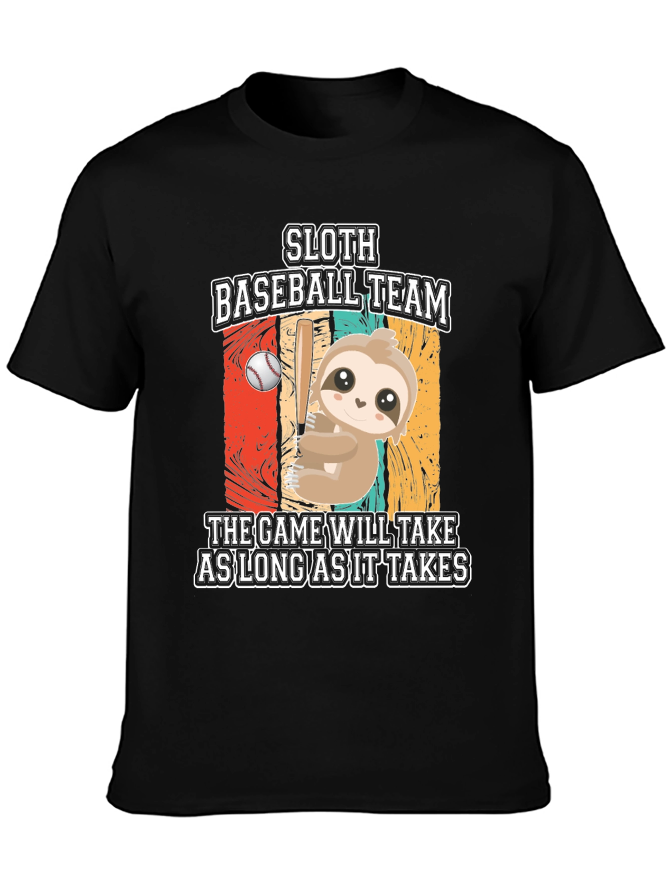 Black Sloth Baseball Team Graphic T-Shirt view 3
