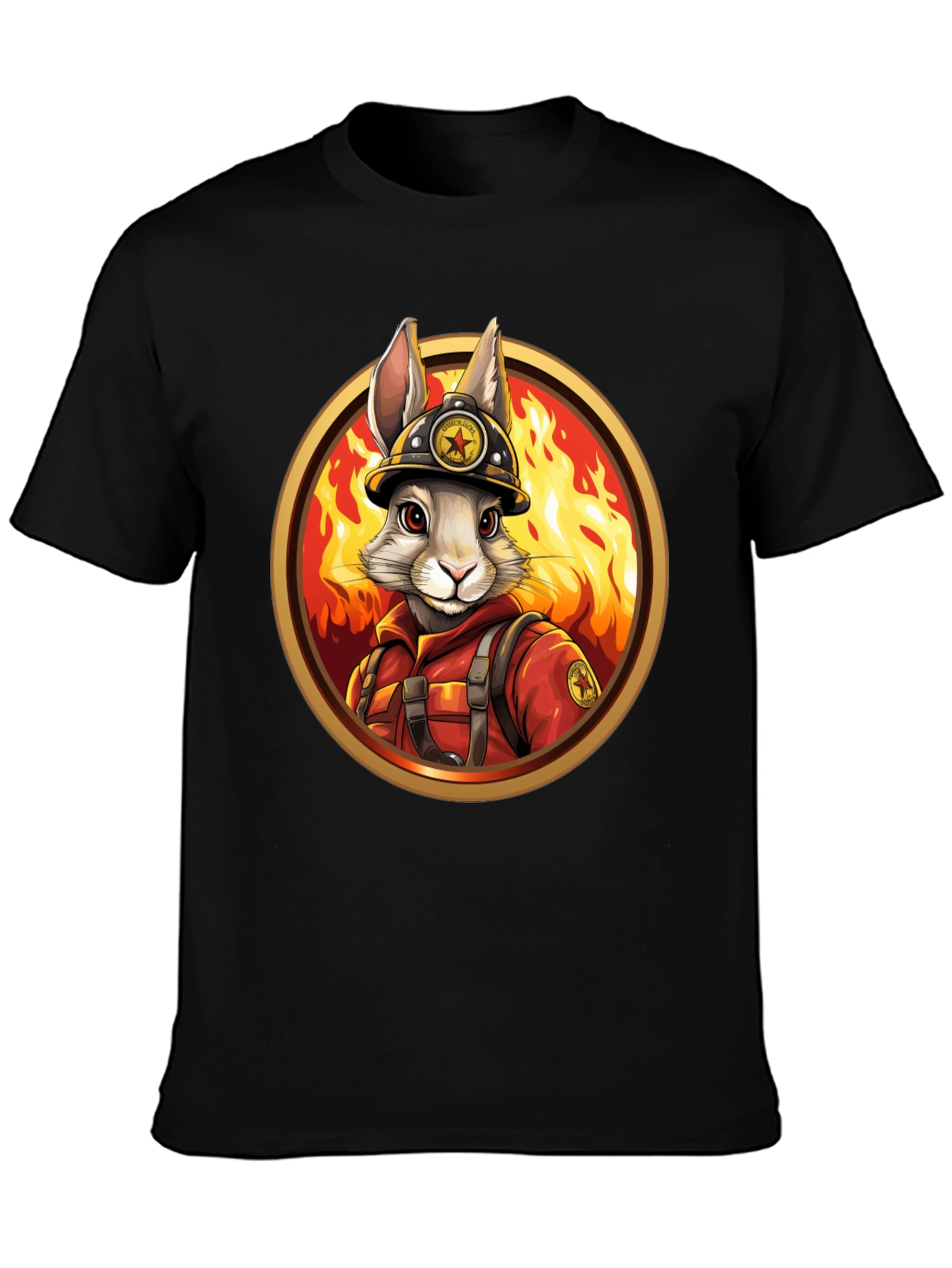 Black Firefighter Bunny Graphic Tee view 3