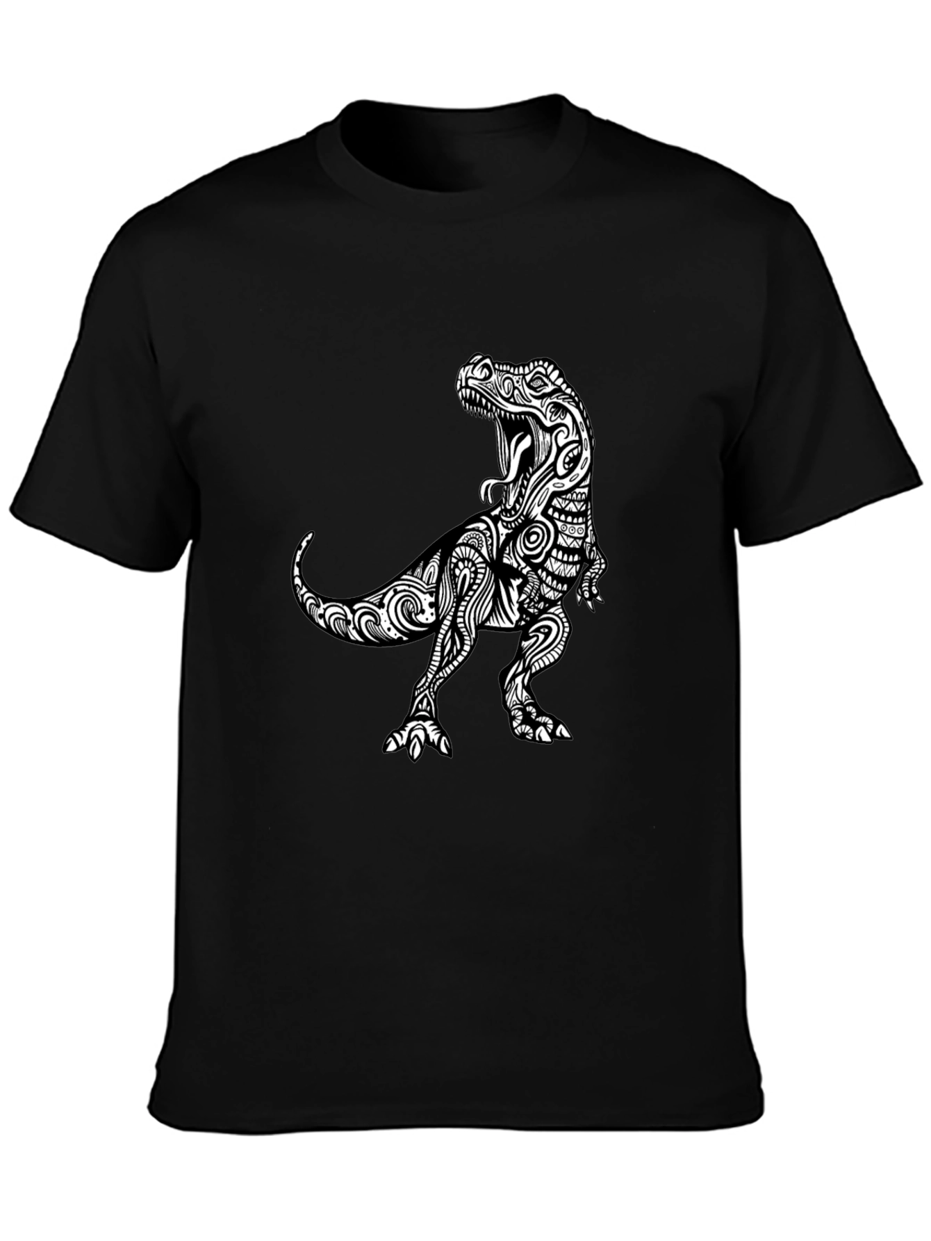Black Tribal T-Rex Black Graphic Tee view 3