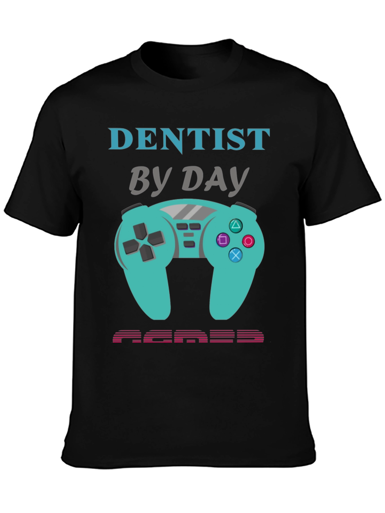 Black Dentist By Day Gamer By Night Graphic Tee view 3