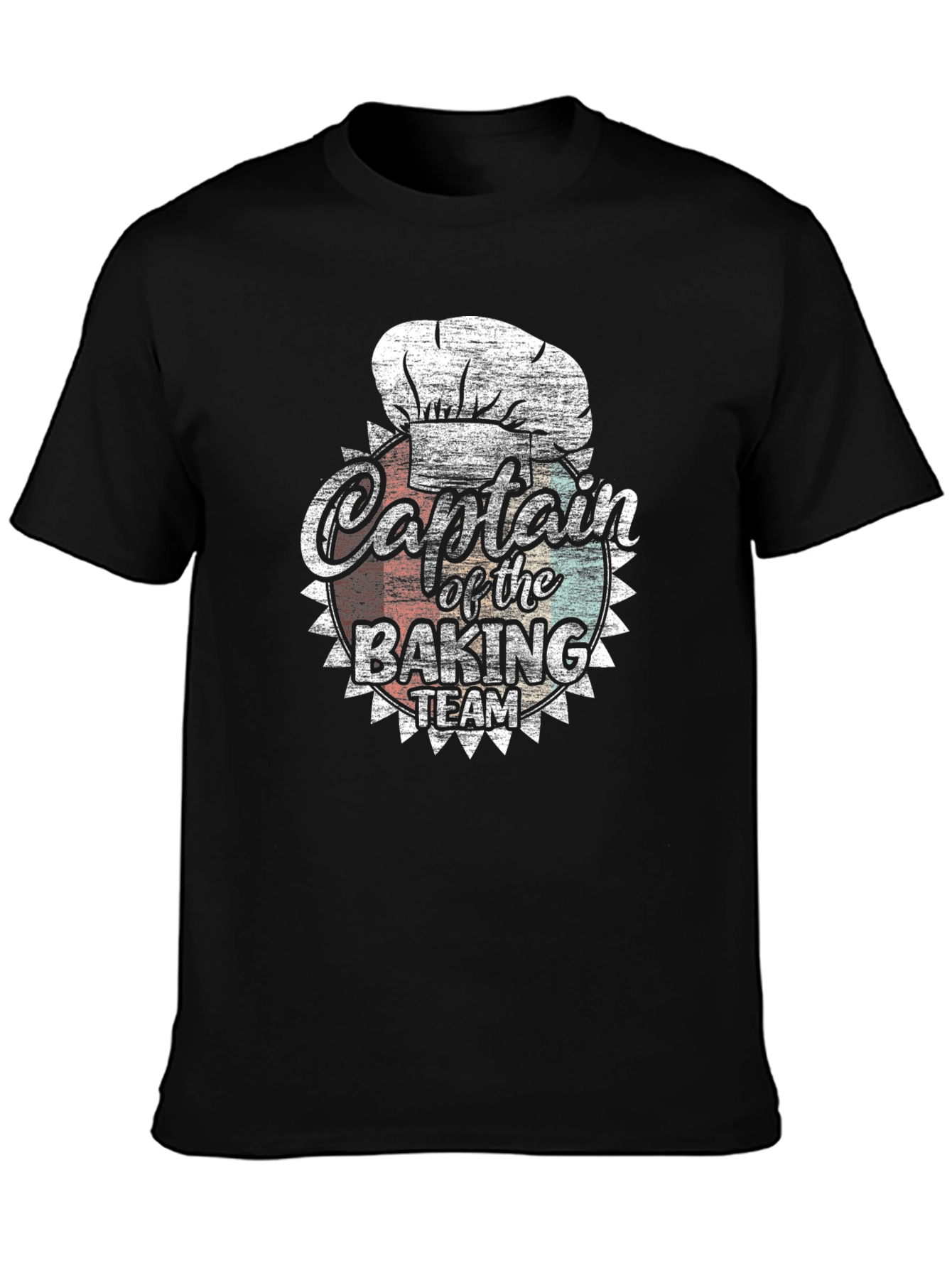 Black Captain of the Baking Team T-Shirt - Retro Chef Tee view 3