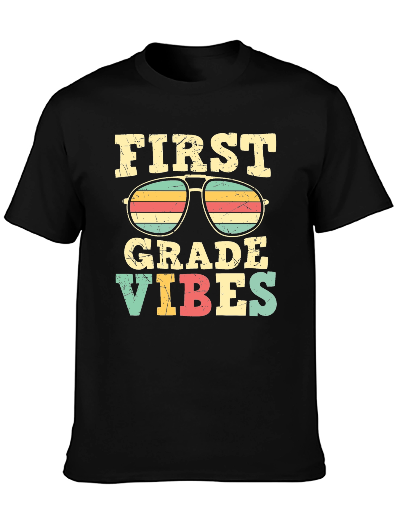 Black First Grade Vibes Graphic Tee - Back to School Shirt view 3