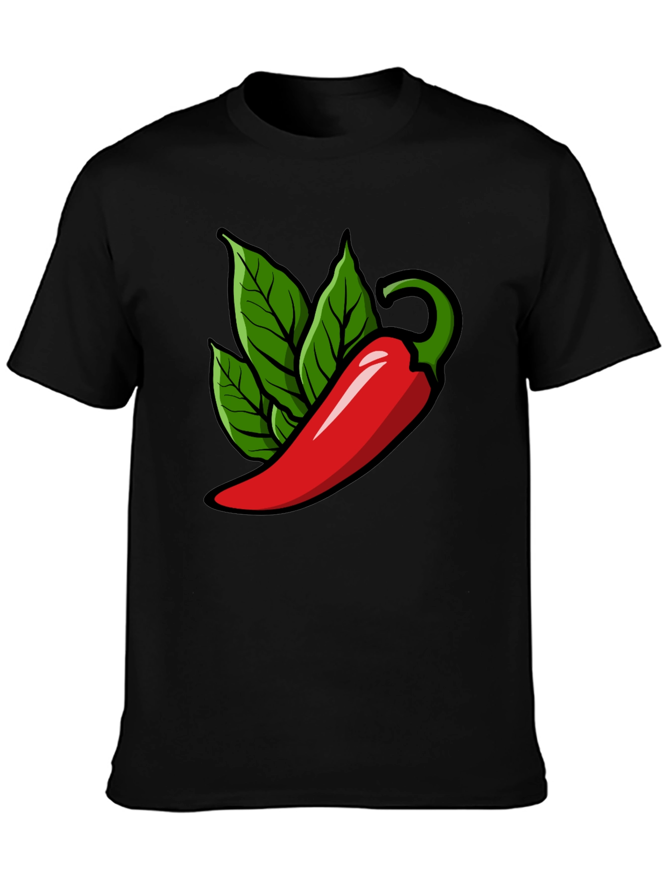 Black Spicy Pepper Graphic Tee - Black Cotton T-Shirt view 3