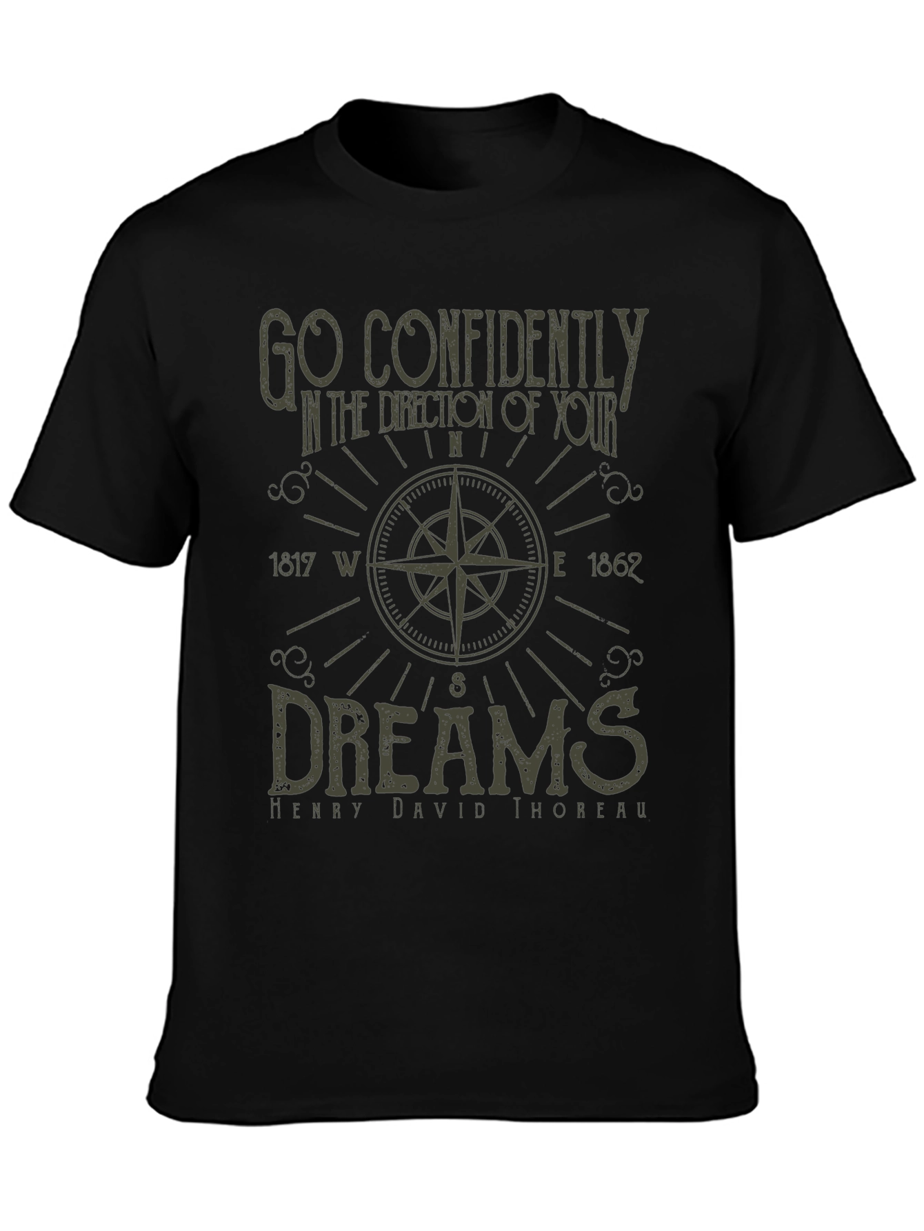 Black Inspirational Compass T-Shirt - Go Confidently view 3