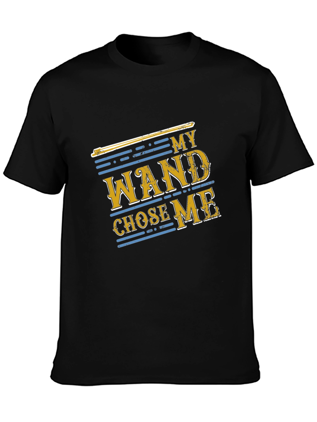 Black My Wand Chose Me Black Cotton T-Shirt view 3