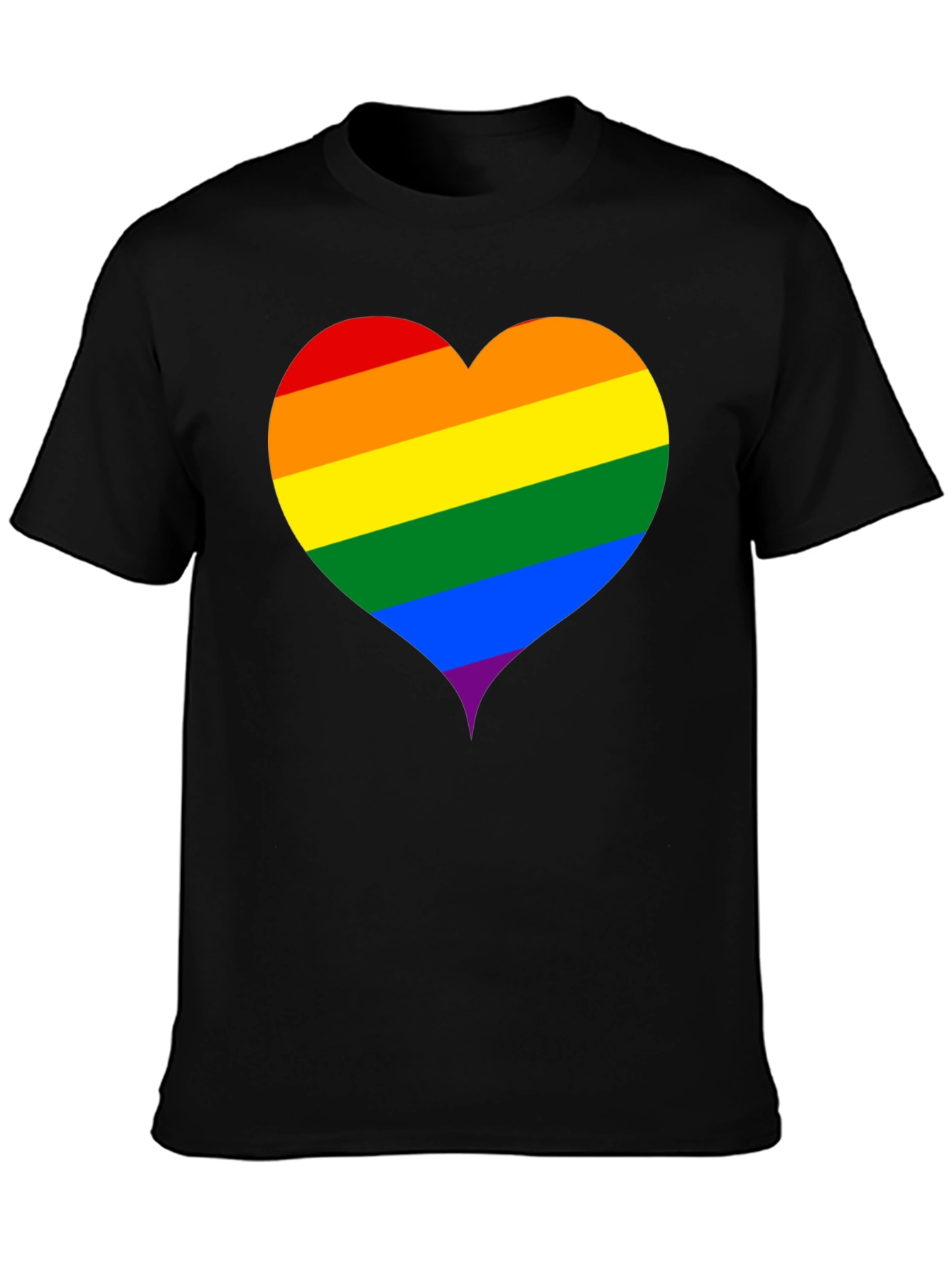 Black Rainbow Heart Graphic Black T-Shirt view 3