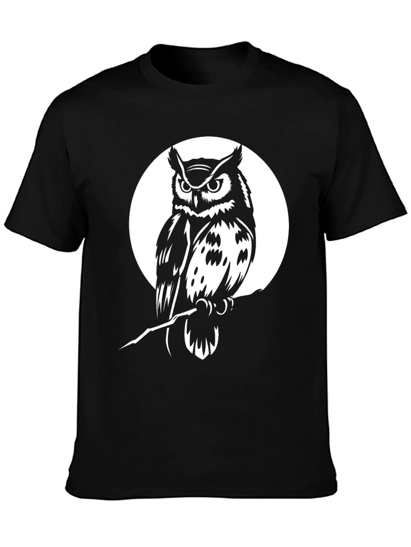 Black Owl Graphic Tee - Black Cotton Blend T-Shirt view 3