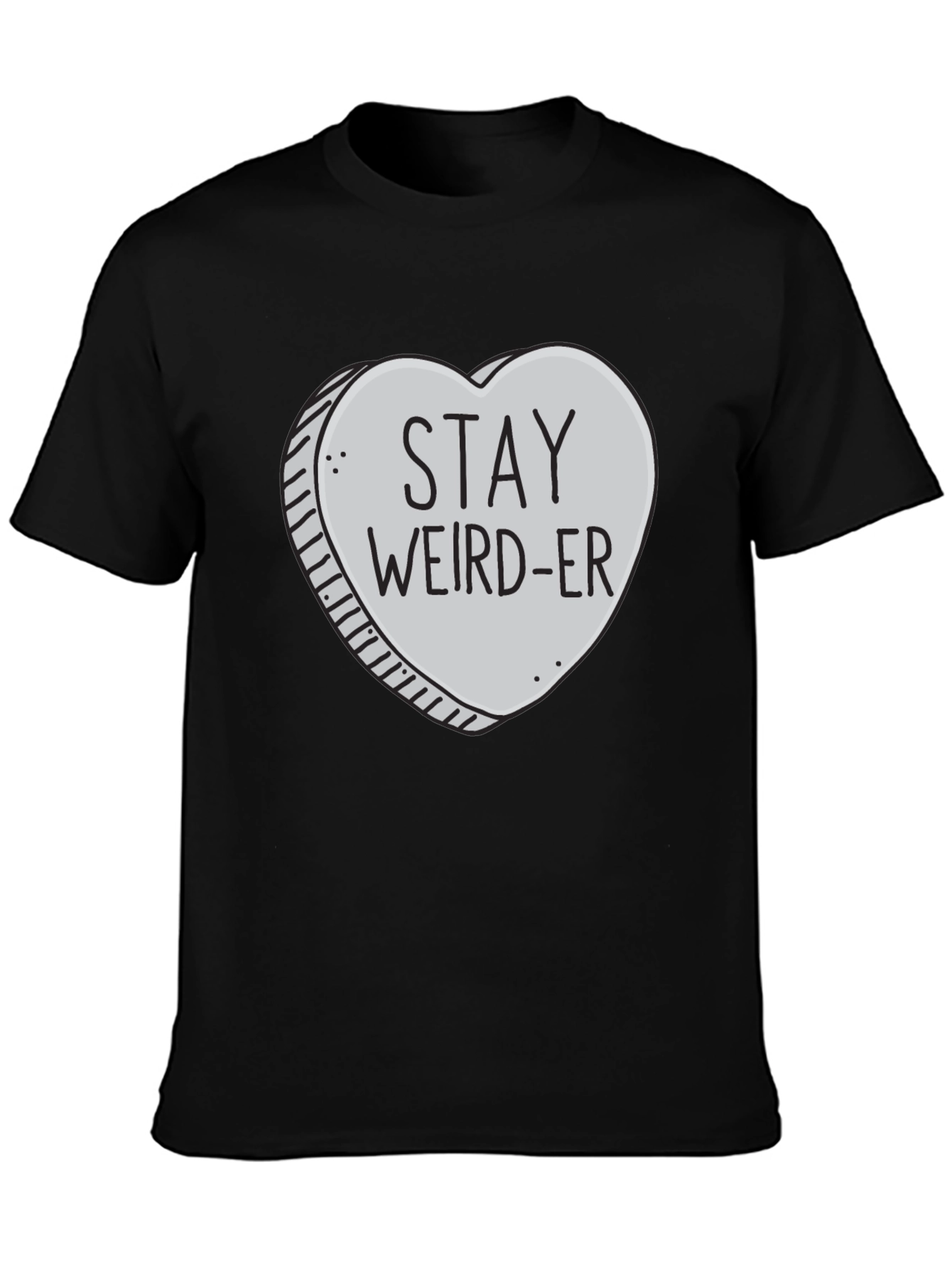 Black Stay Weird-er Heart Graphic Black T-Shirt view 3