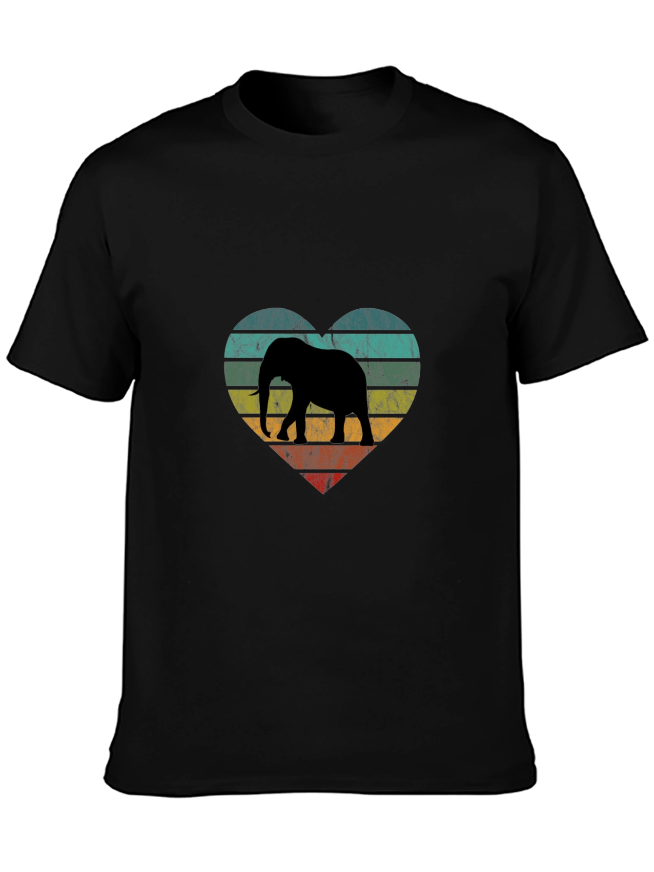 Black Elephant Heart Graphic Tee - Vintage Style view 3