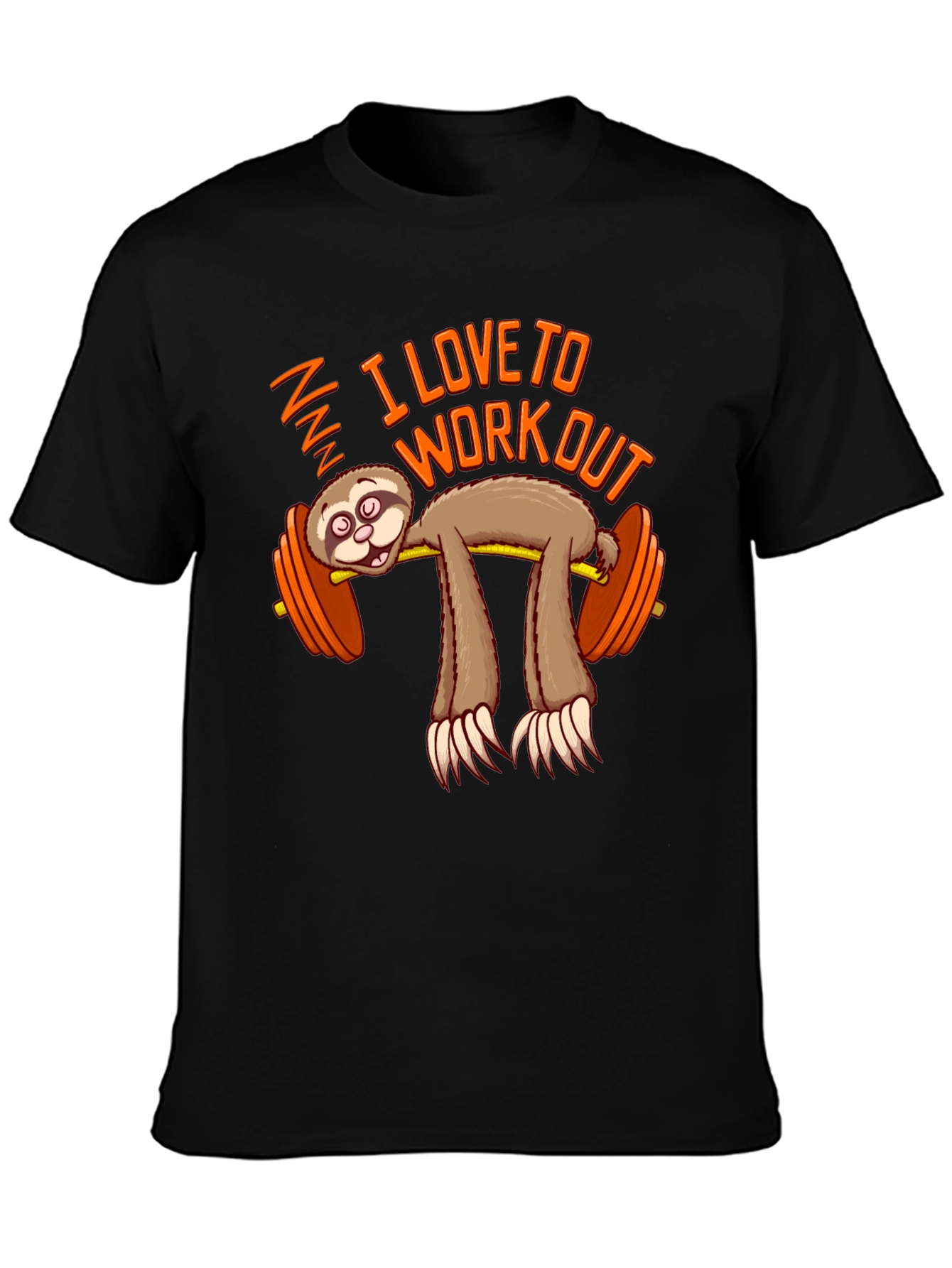 Black Funny Sloth Workout T-Shirt - I Love To Workout Gym Tee view 3